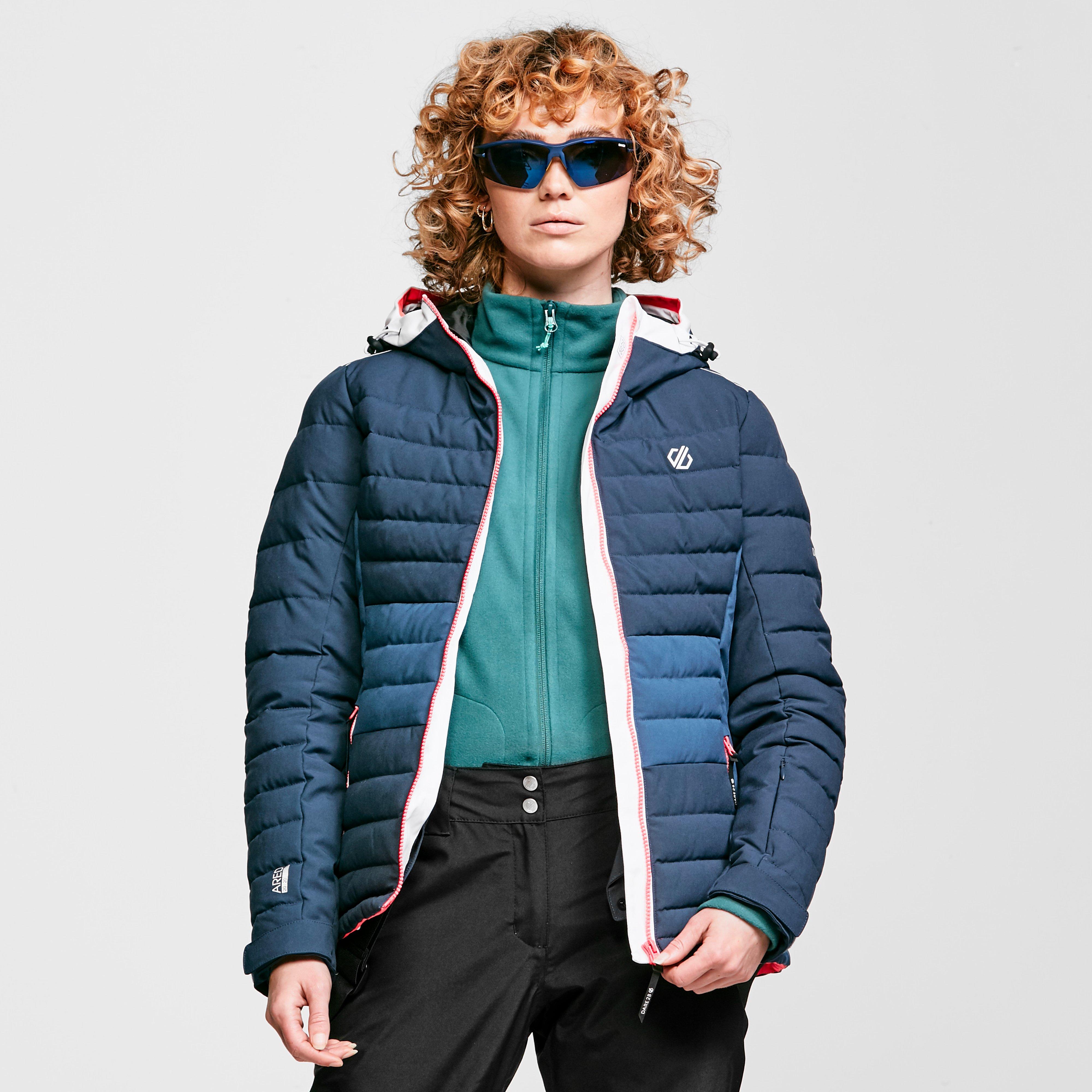 Image of Dare B Women's Succeed Waterproof Insulated Quilted Hooded Ski Jacket, NAVY/NAVY