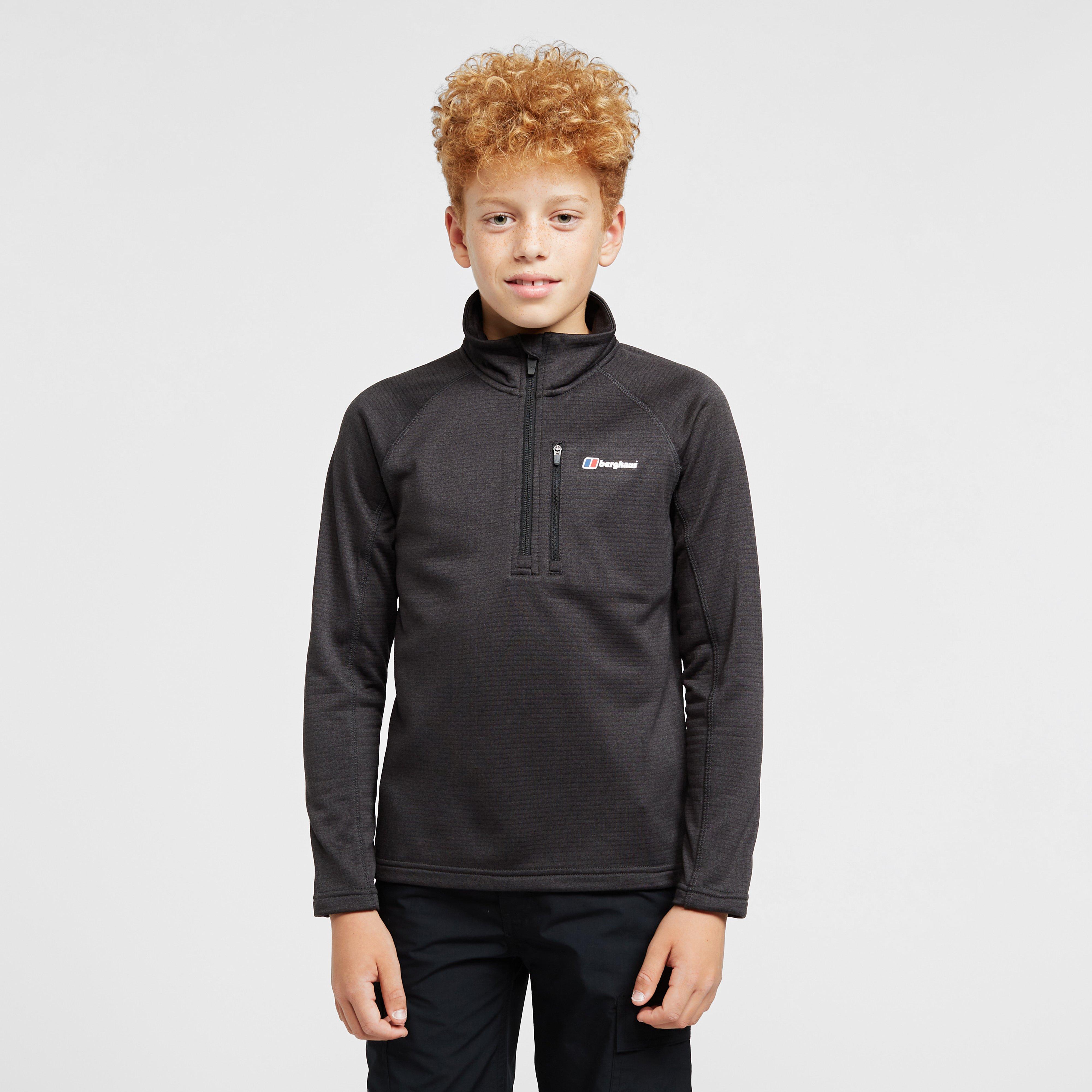Berghaus Kids' Half-Zip Grid Fleece, Black