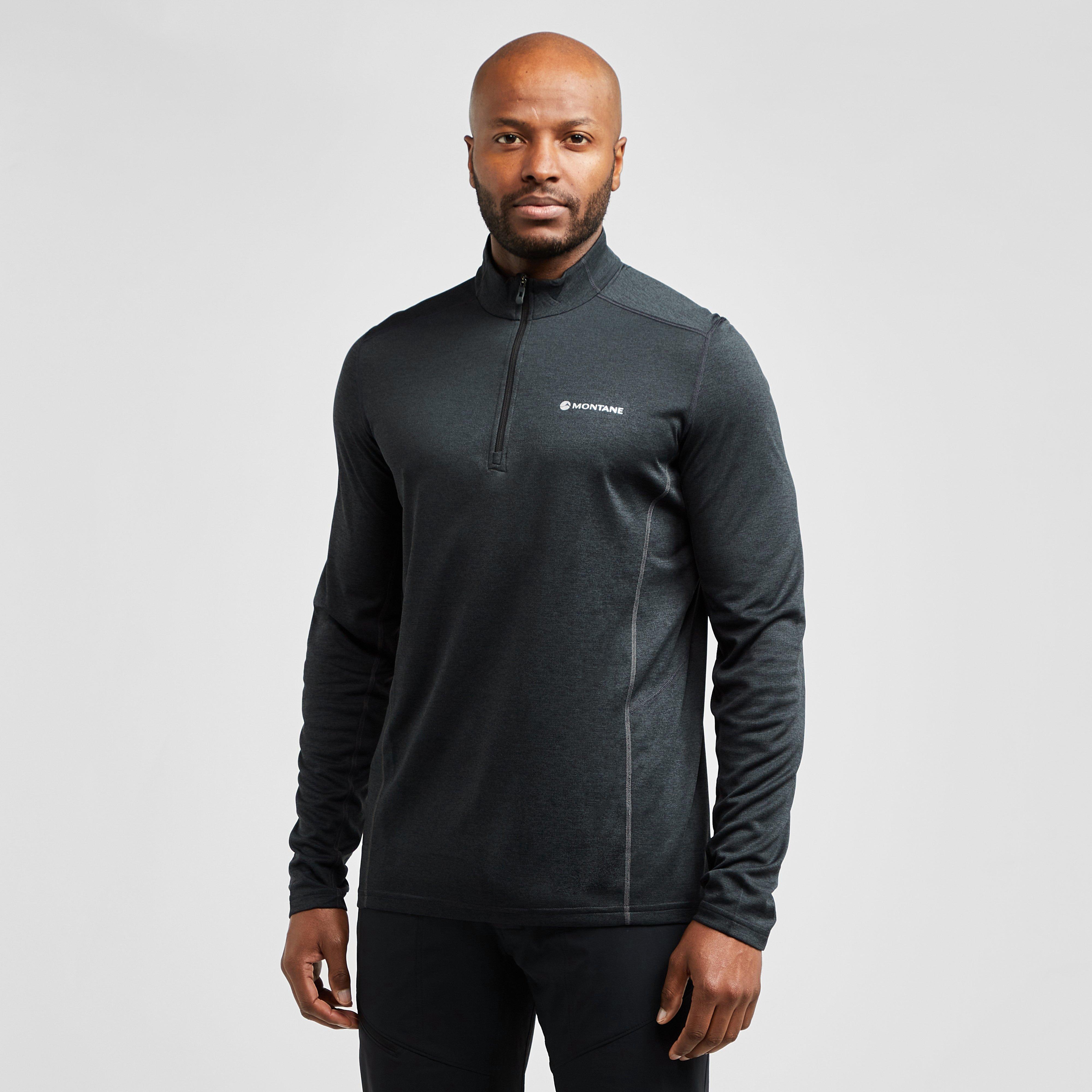 Montane Men's Dart Zip Neck Long Sleeve T-Shirt, Black