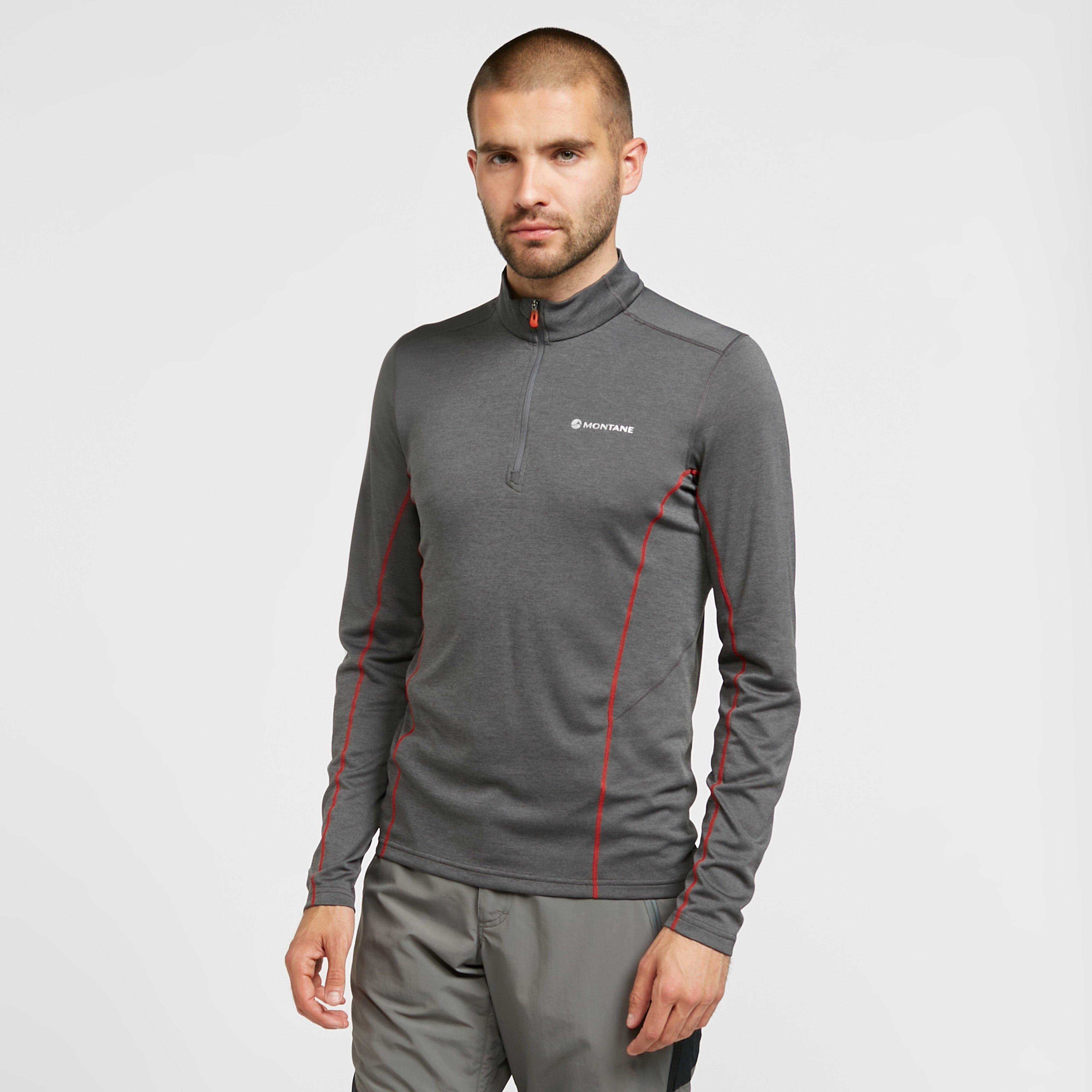 Montane Men's Dart Zip Neck Long Sleeve T-Shirt, Grey