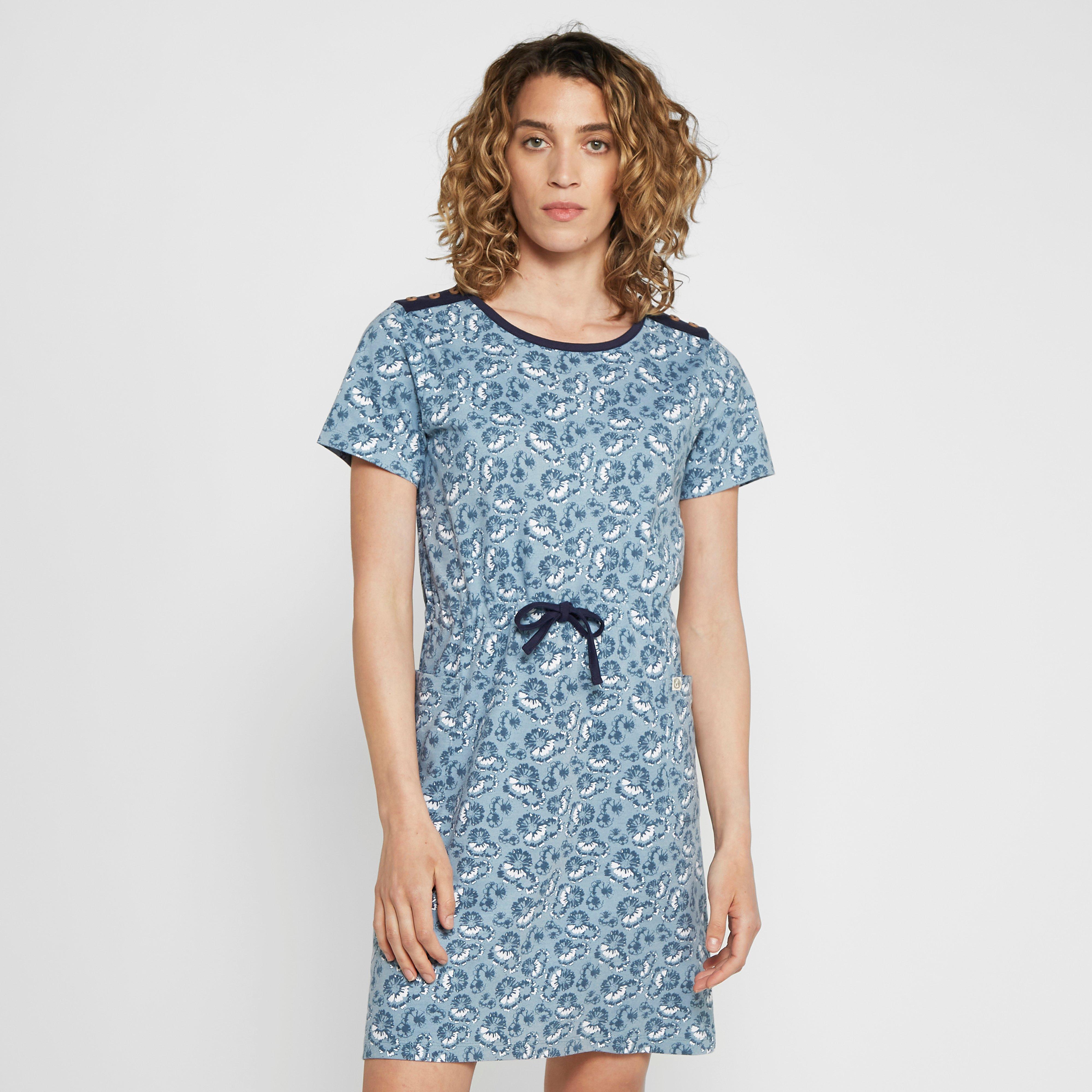 One Earth Printed Jersey Dress, Navy