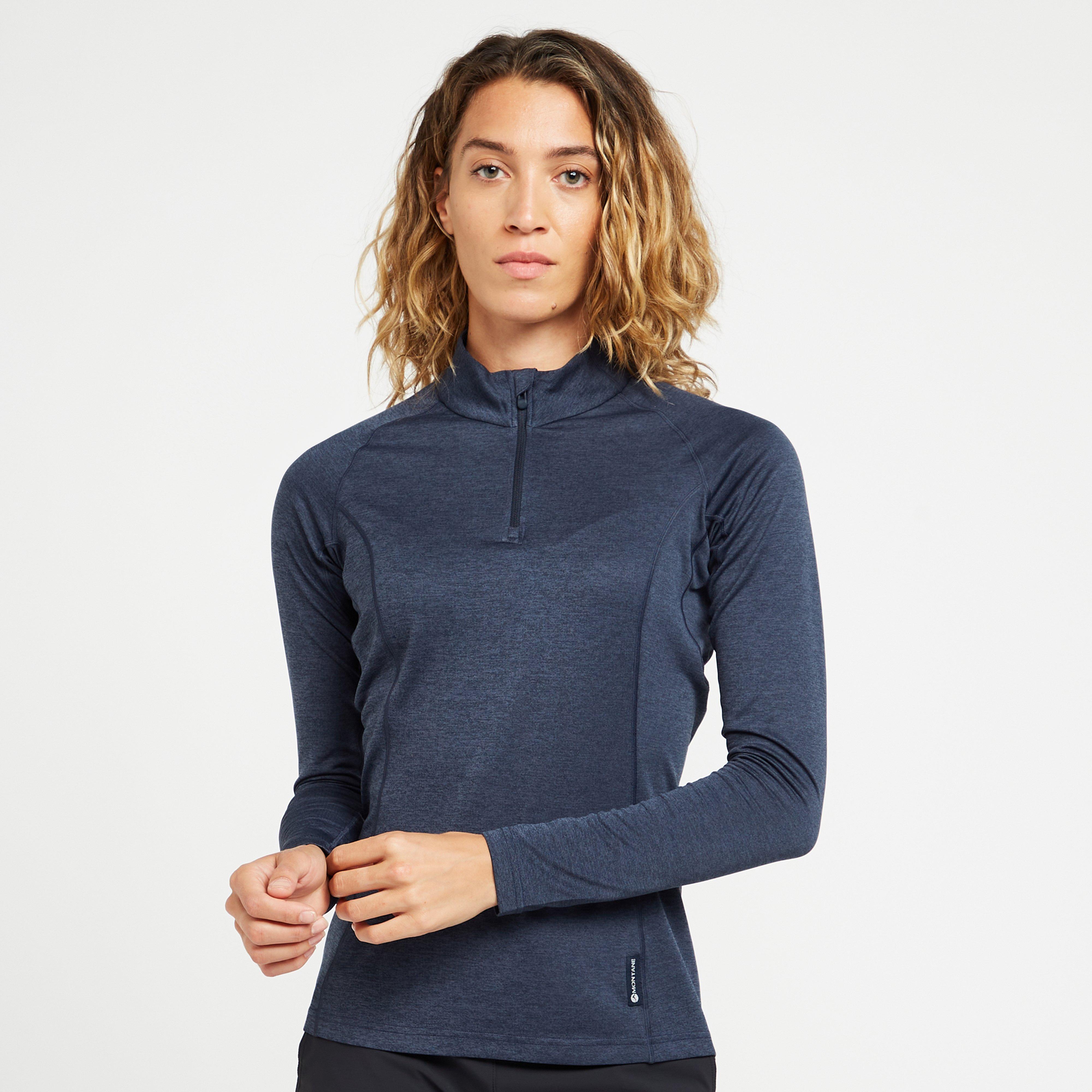 Montane Women's Dart Zip Neck Long Sleeve T-Shirt, Navy