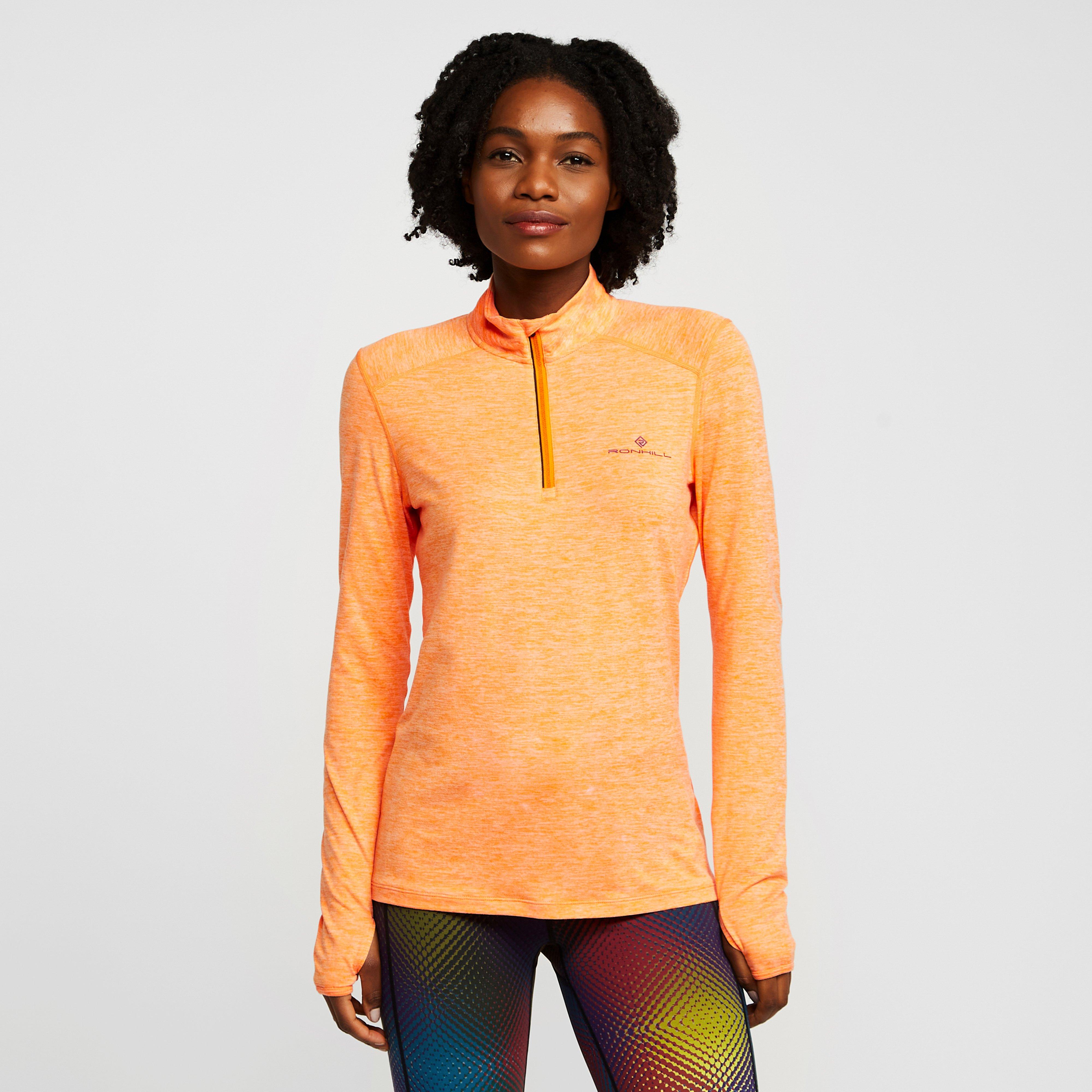 Ronhill Women's Life Practice Half Zip Long Sleeve Tee, Orange