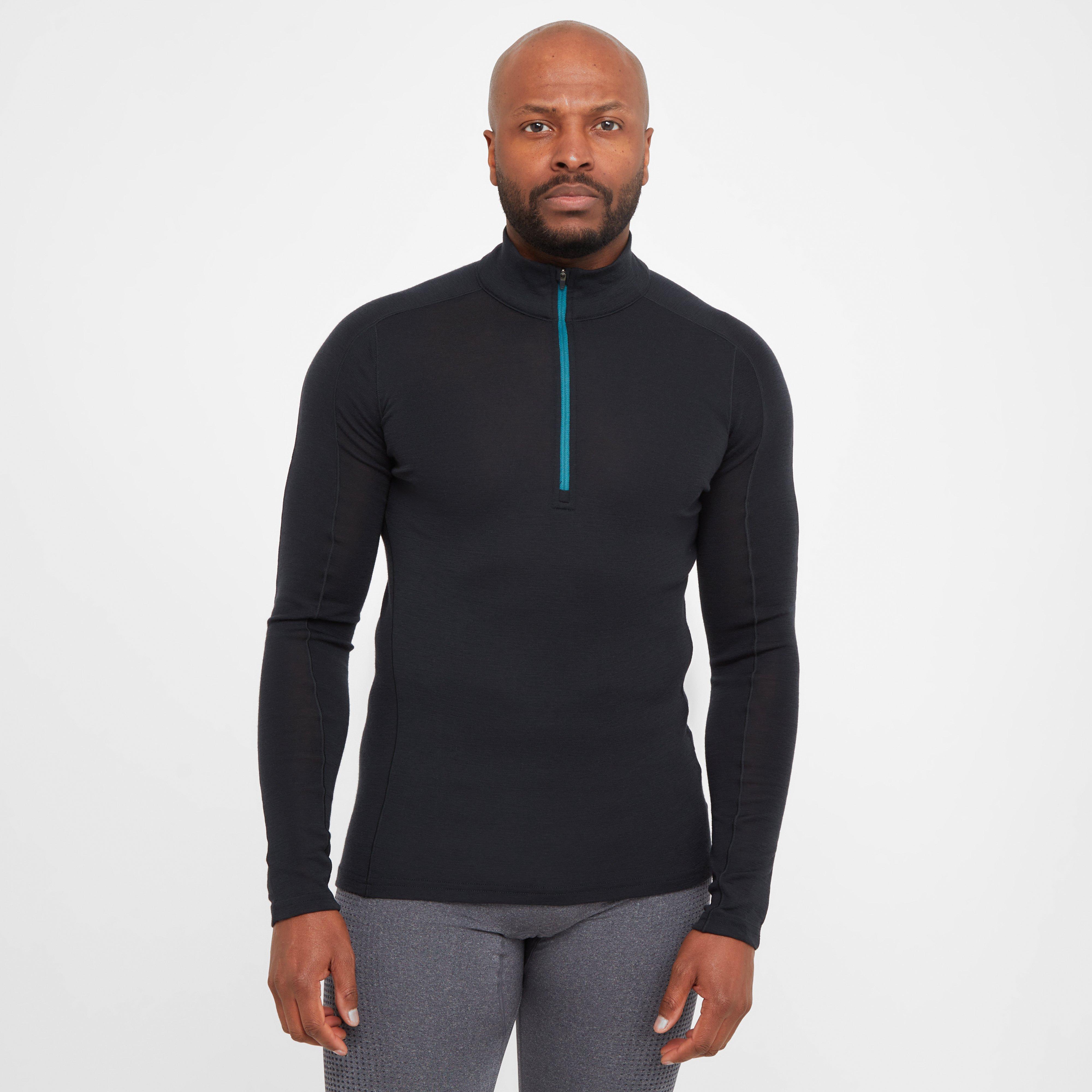 North Ridge Men's Convect-200 Merino Long Sleeved Zipped Top, Black