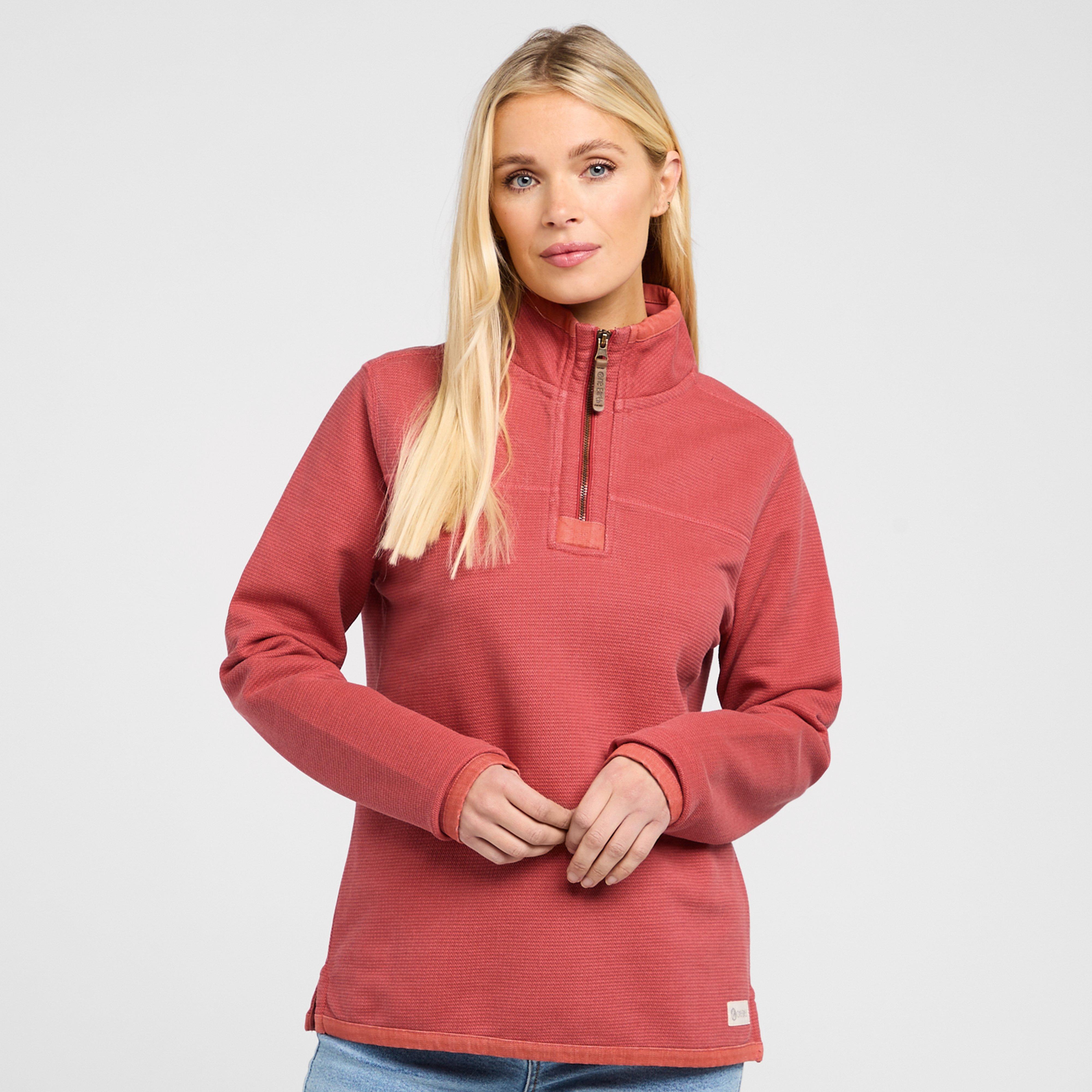 One Earth Women's Heavy Piqué Half Zip Pullover, Pink