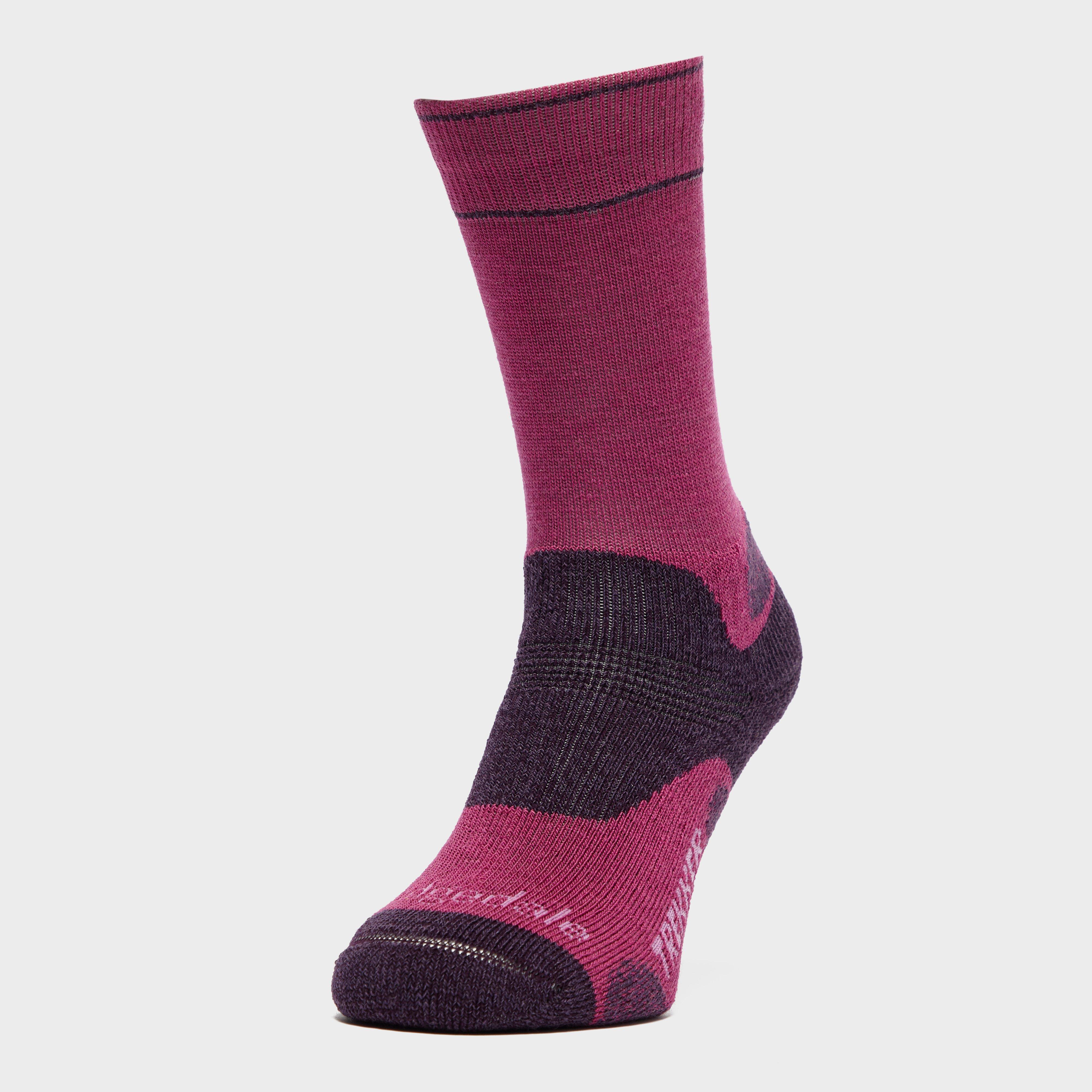 Image of Bridgedale Women's Hike Midweight Merino Endurance Boot Socks, BERRY/PUR