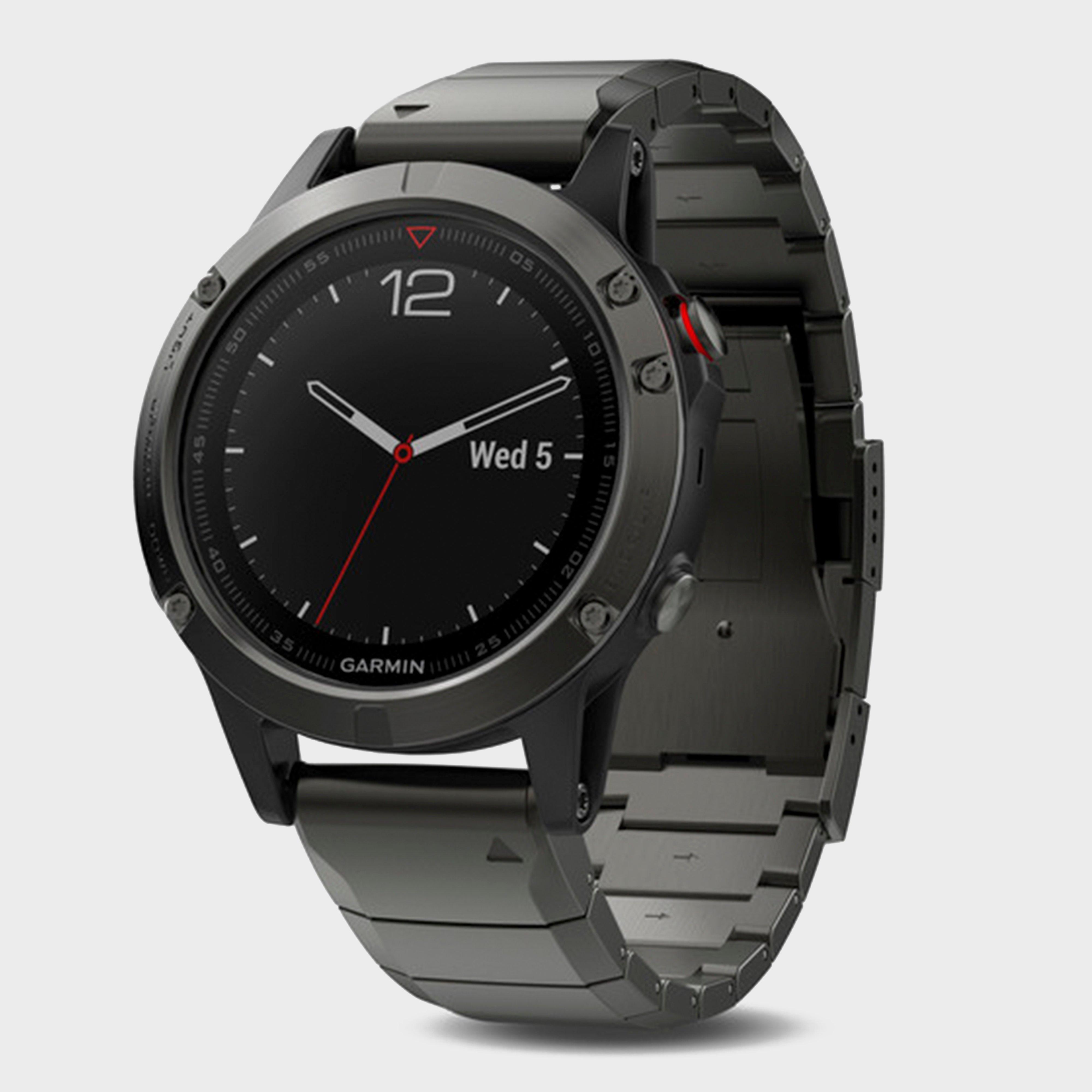 Image of Garmin Fenix 5 Sapphire Multi-Sport GPS Watch With Metal Band, Dark Grey/Dark Grey