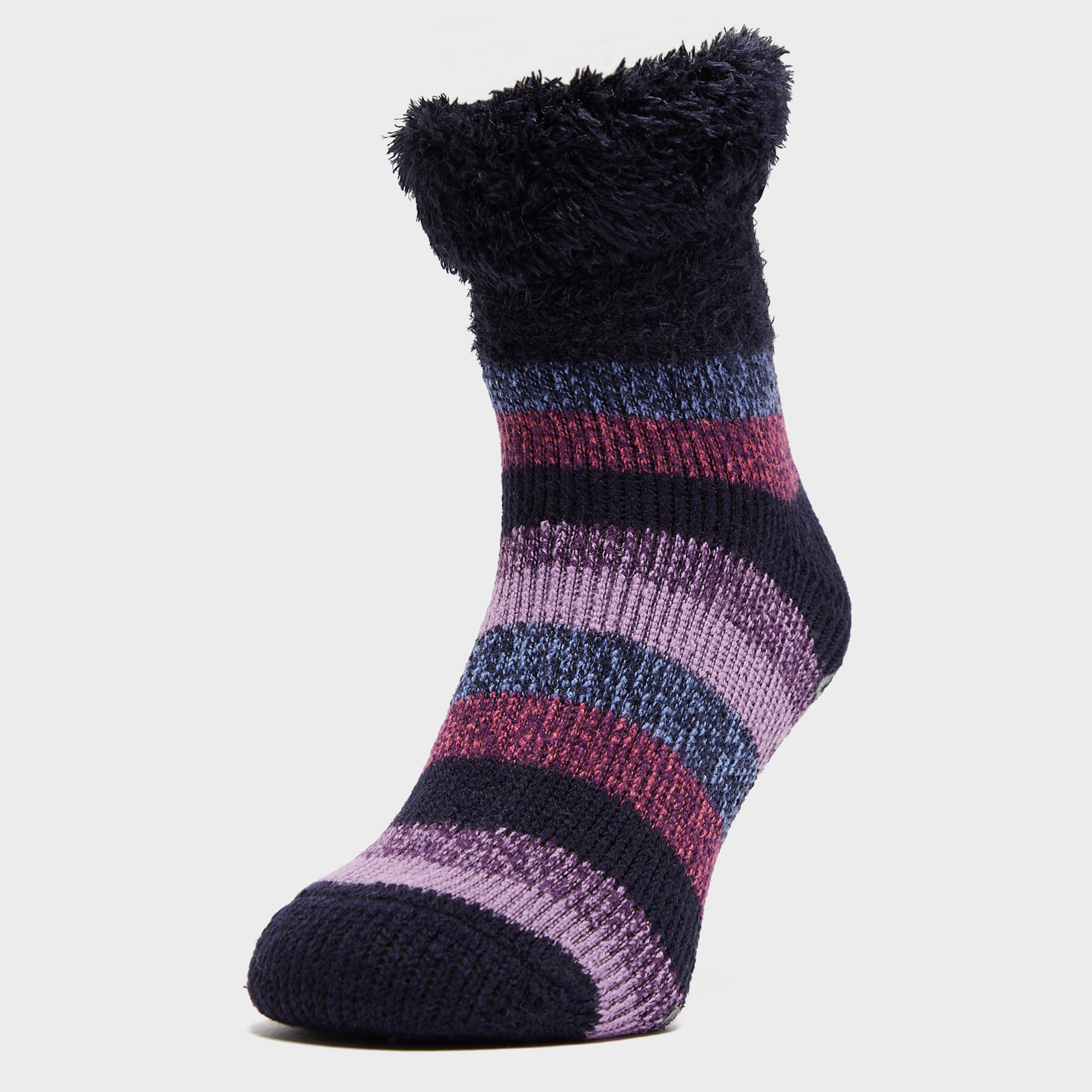 Image of Heat Holders Women's Lily Lounge Stripe Sock, NAVY/PURPLE/PINK