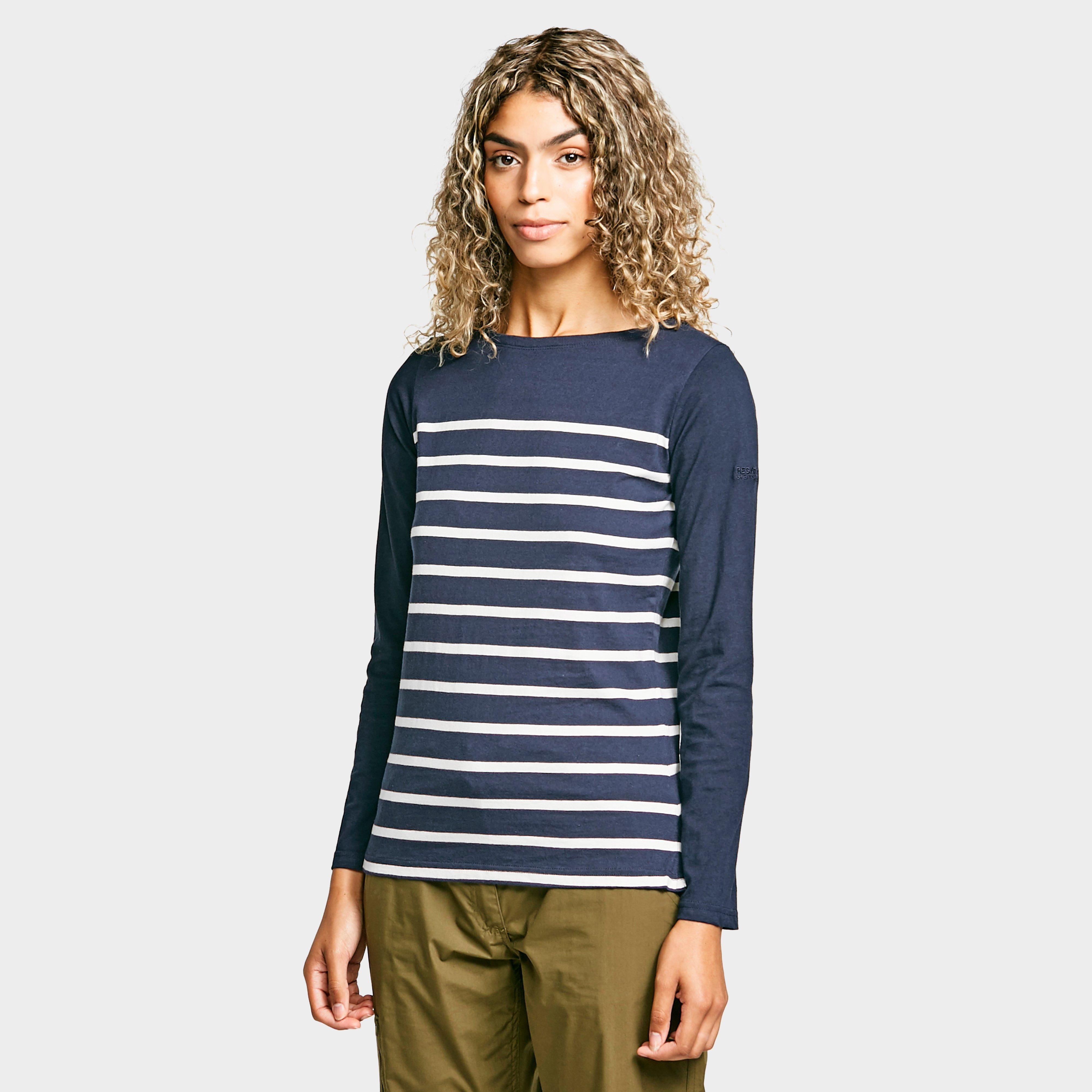 Image of Regatta Women's Ferelith Long Sleeved T-Shirt, NVY/white