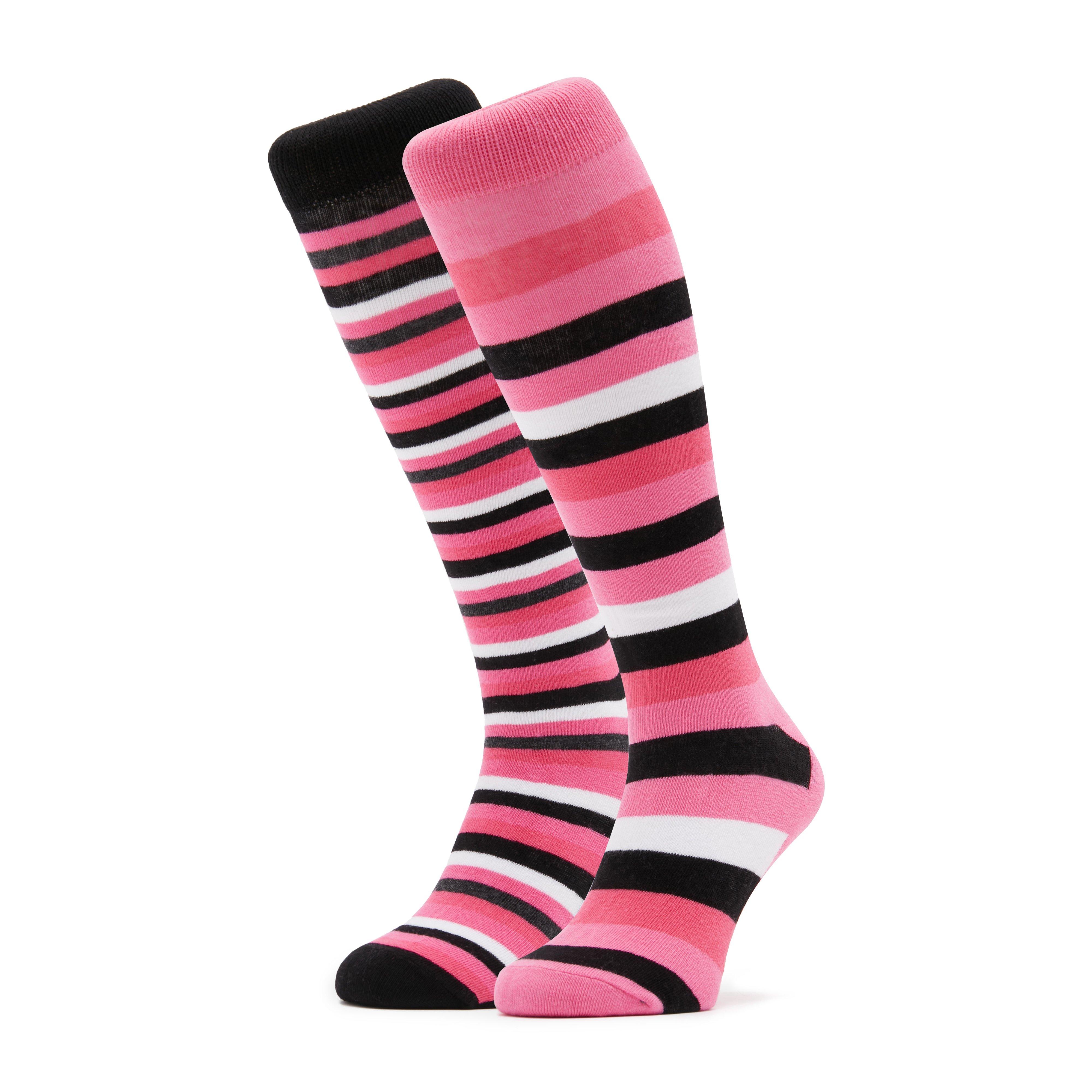 Womens EQuestrian Stripe 2 Pack Socks Black/Pink