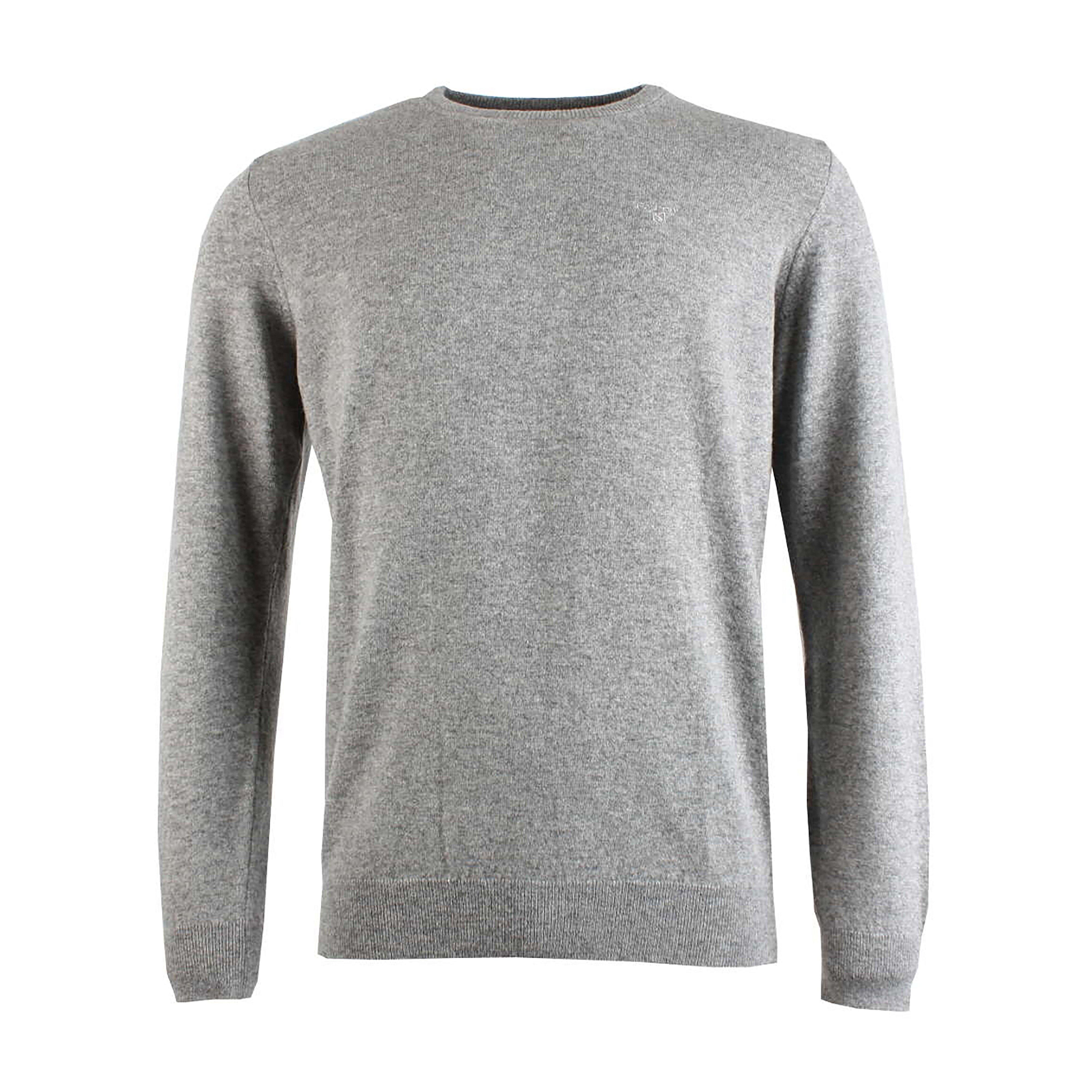 Mens Essential Lambswool Crew Neck Sweater Grey Marl