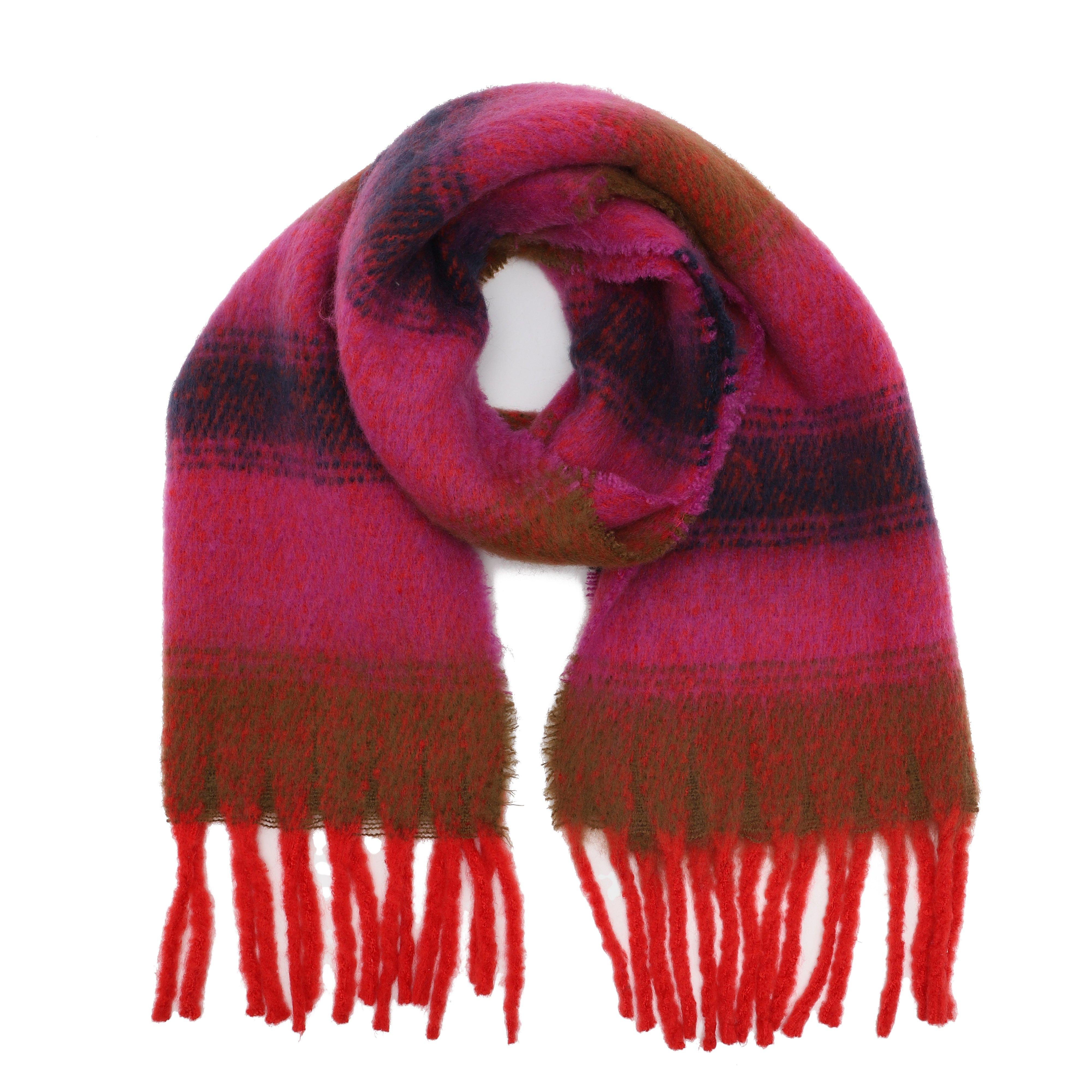 Womens Woven Scarf Pink Stripes