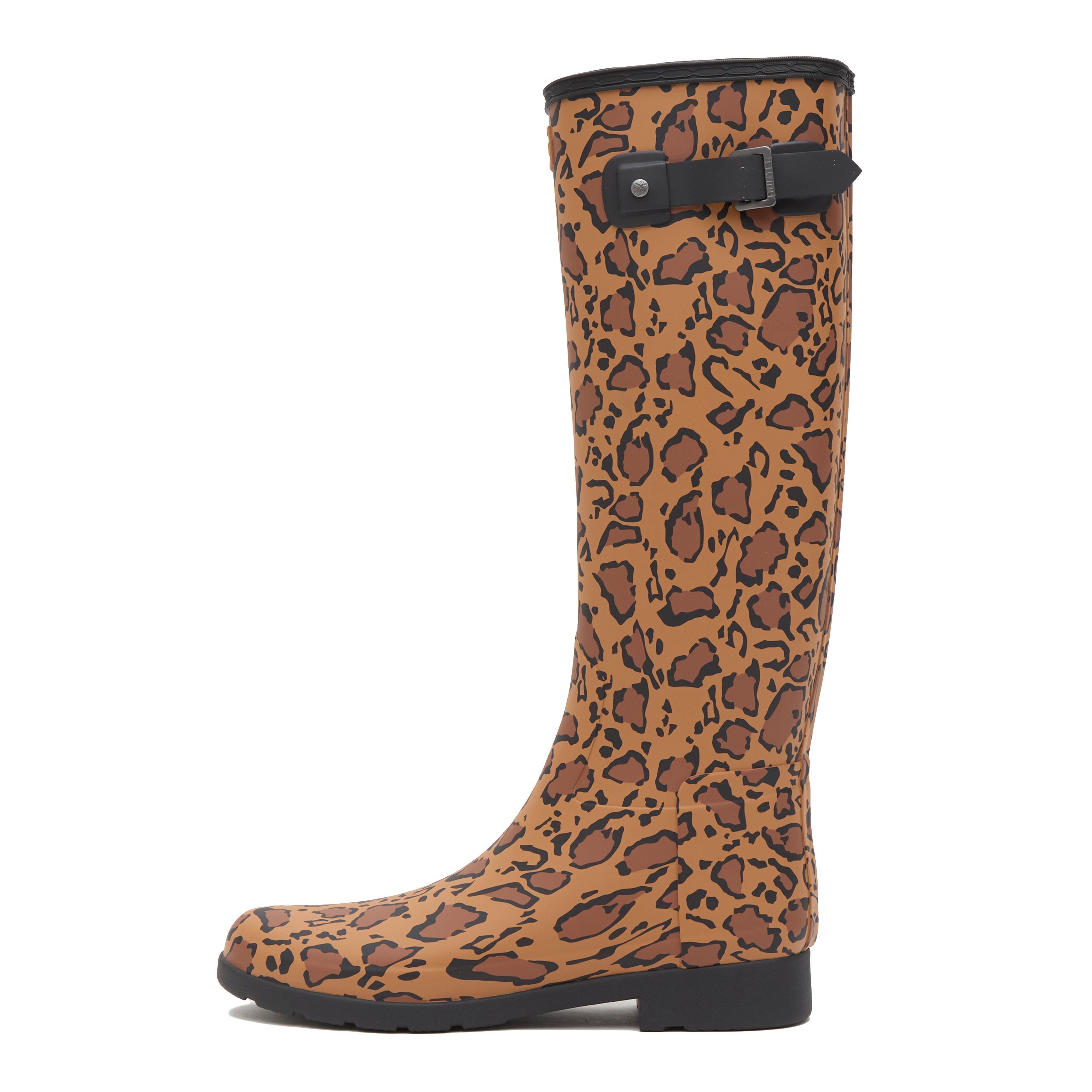 Womens Refined Tall Leopard Print Wellington Boots Rich Tan/Saddle