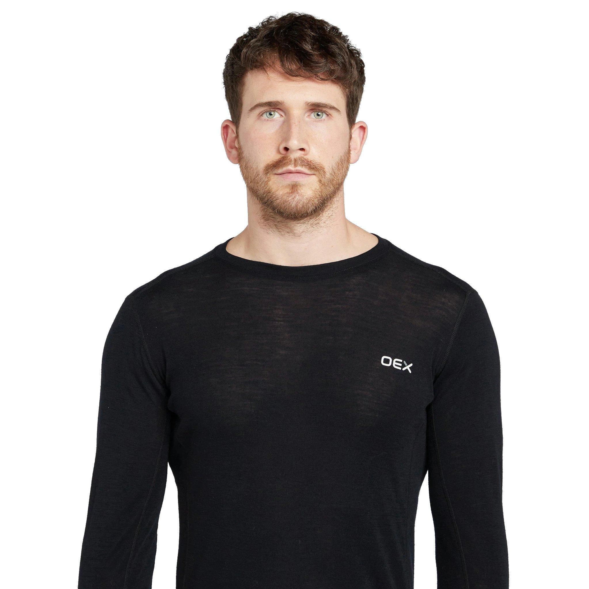 OEX Men s Kelso Merino Long Sleeve Base Layer Black Tiso