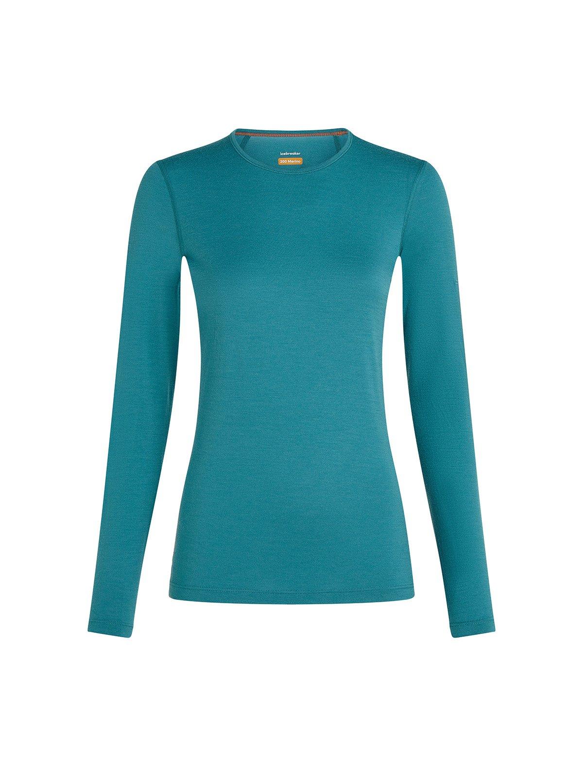 Icebreaker Women's 200 Oasis LS Crewe Thermal Top Blue Tiso