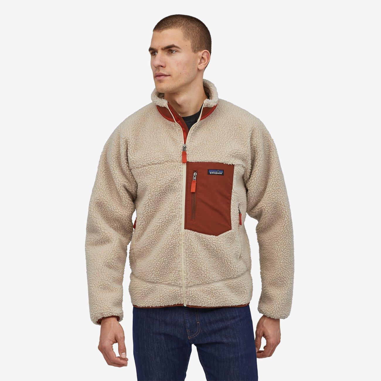 Patagonia Men's Classic Retro-X Jacket Natural/Red | Men's Fleece