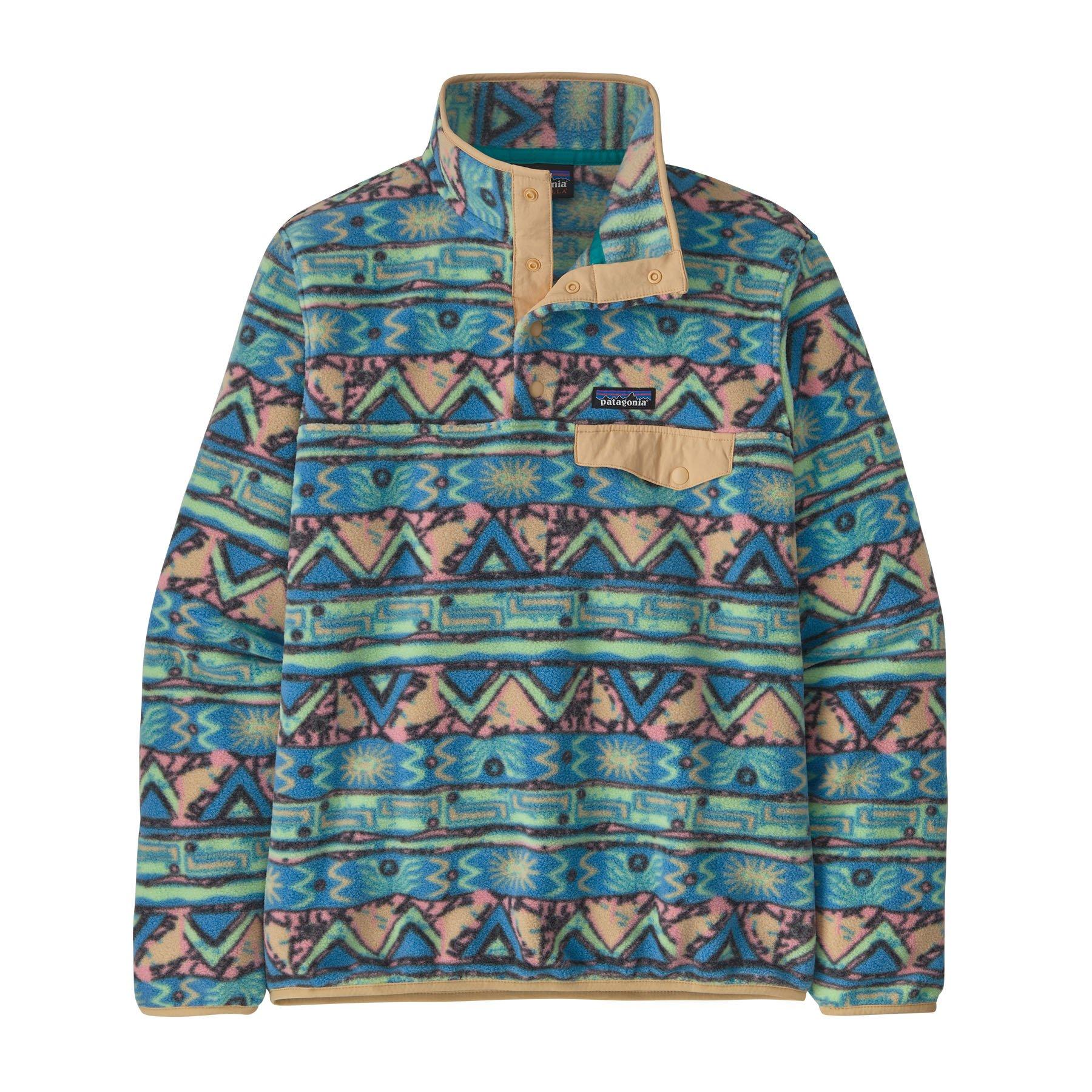 Patagonia Women's Lightweight Synchilla Snap-T Pullover Jacket - swirl  floral: pitch blue