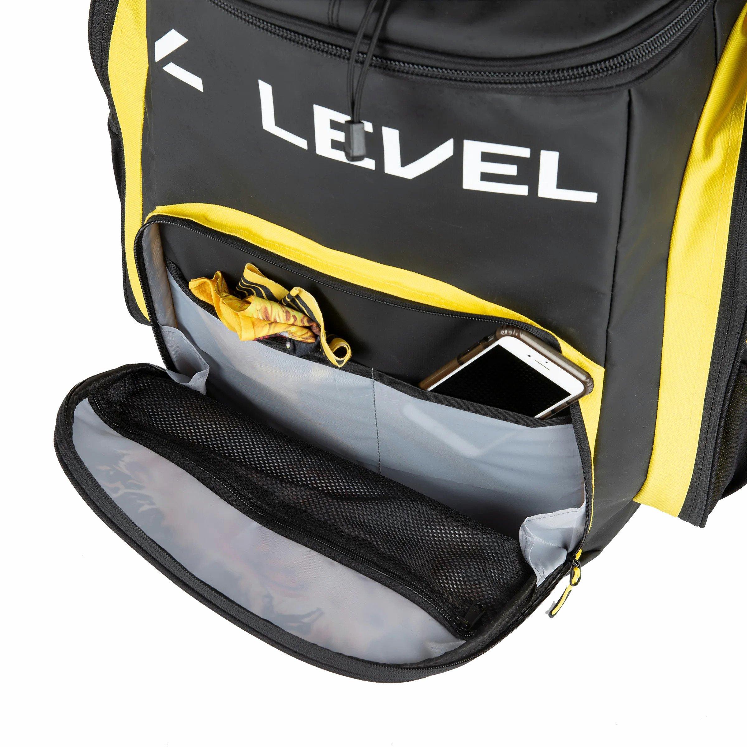 Level Gloves Ski Team Pro 60L Backpack - Black / Yellow / Blue | Tiso
