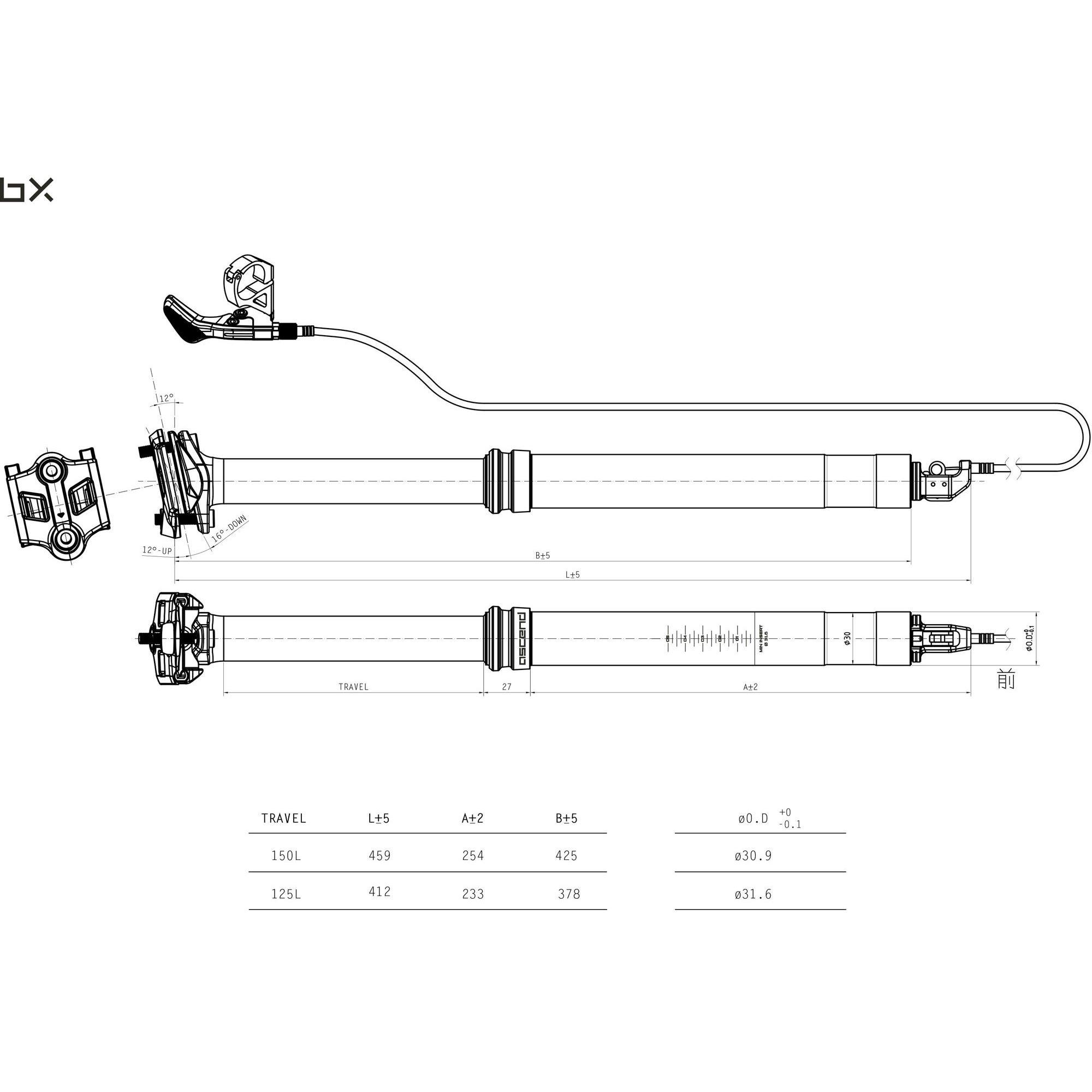 Brand-X Ascend Ii Dropper Seat Post 125Mm - Seat Post - Parts