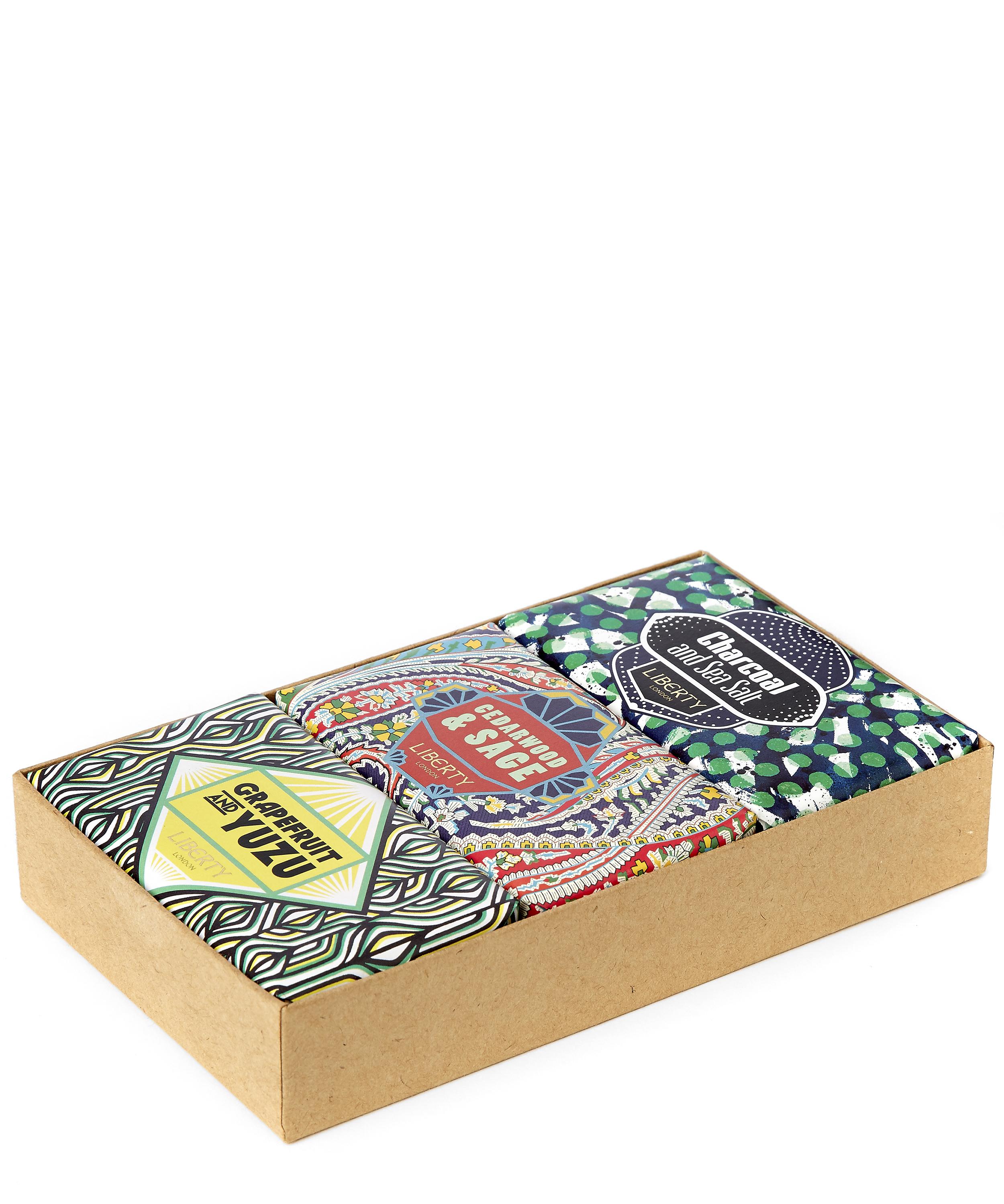 Cedarwood Charcoal and Grapefruit Bar Soap Set Liberty London