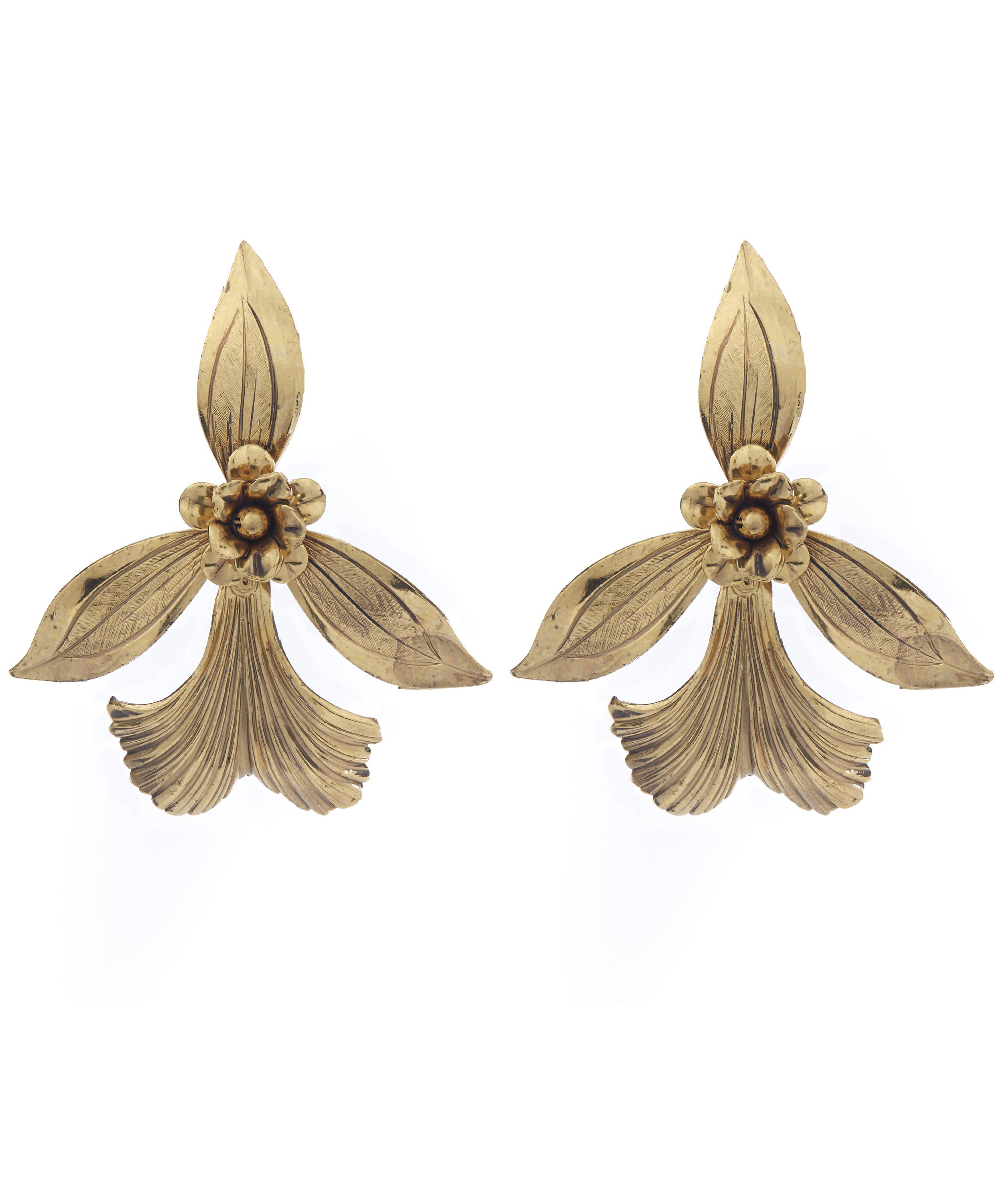 GoldPlated Orchid Earrings Liberty London