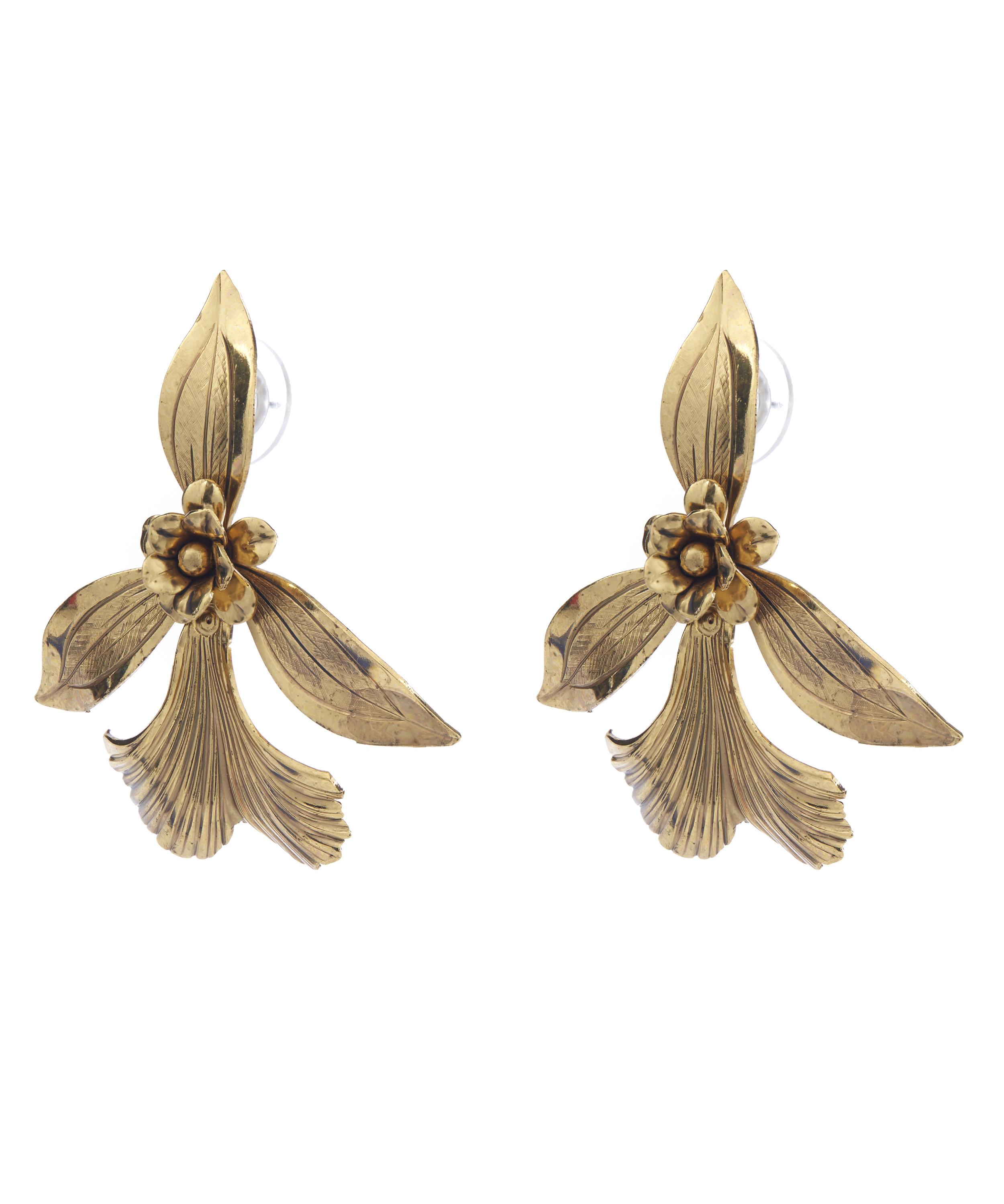 GoldPlated Orchid Earrings Liberty London