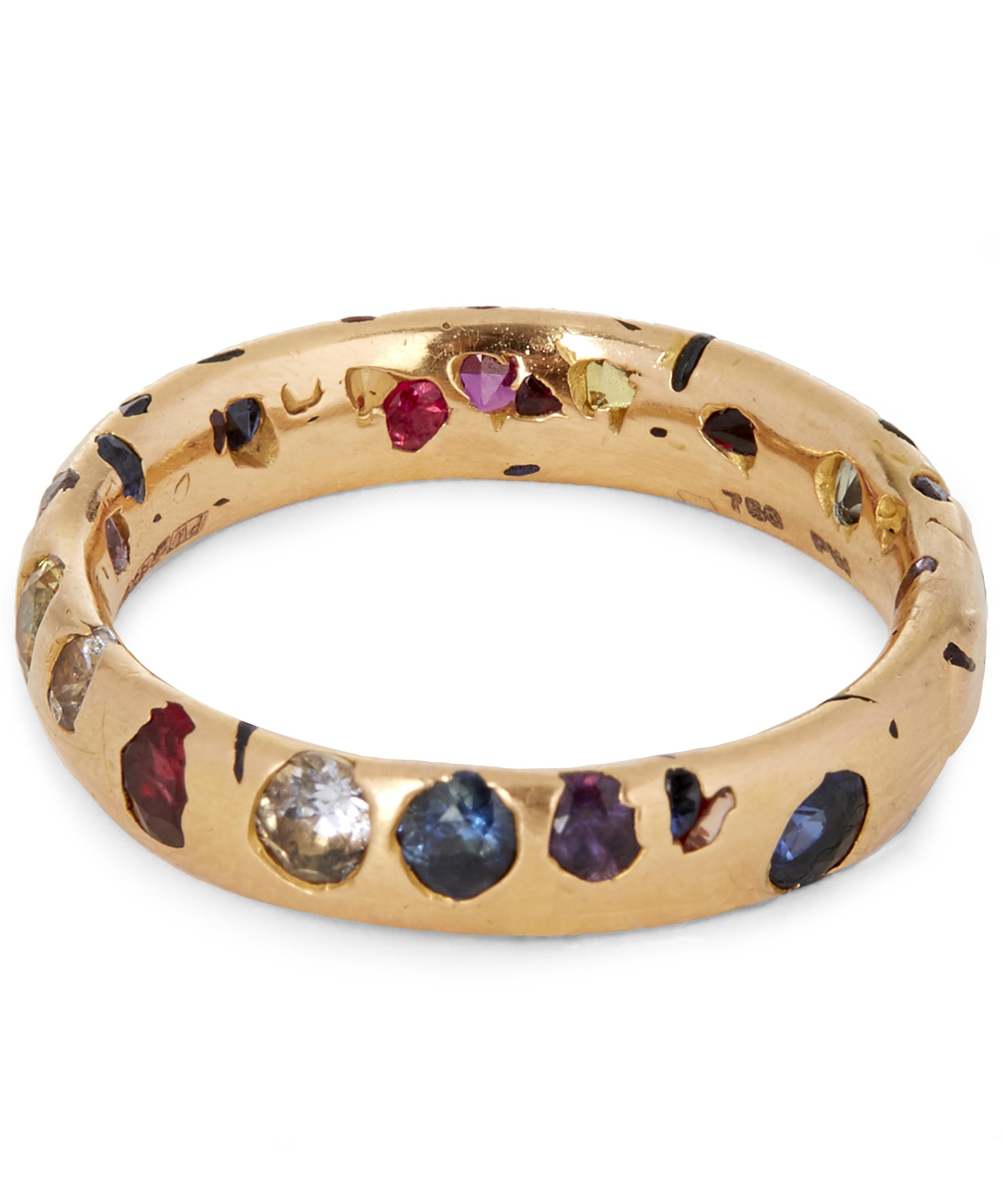 Rose Gold Rainbow Sapphire Confetti Ring Liberty London