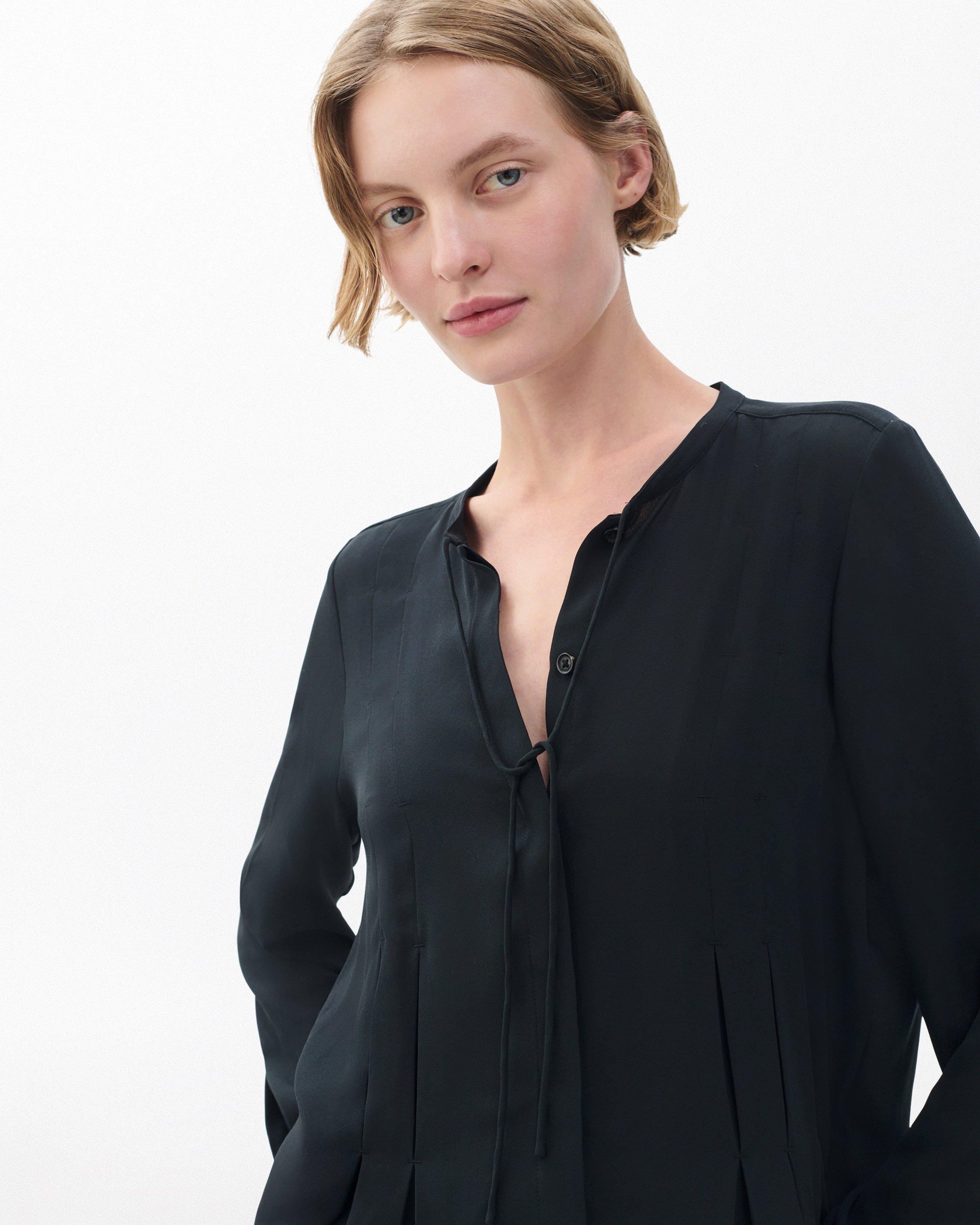 Rag & Bone Arden Pleated Blouse In Black