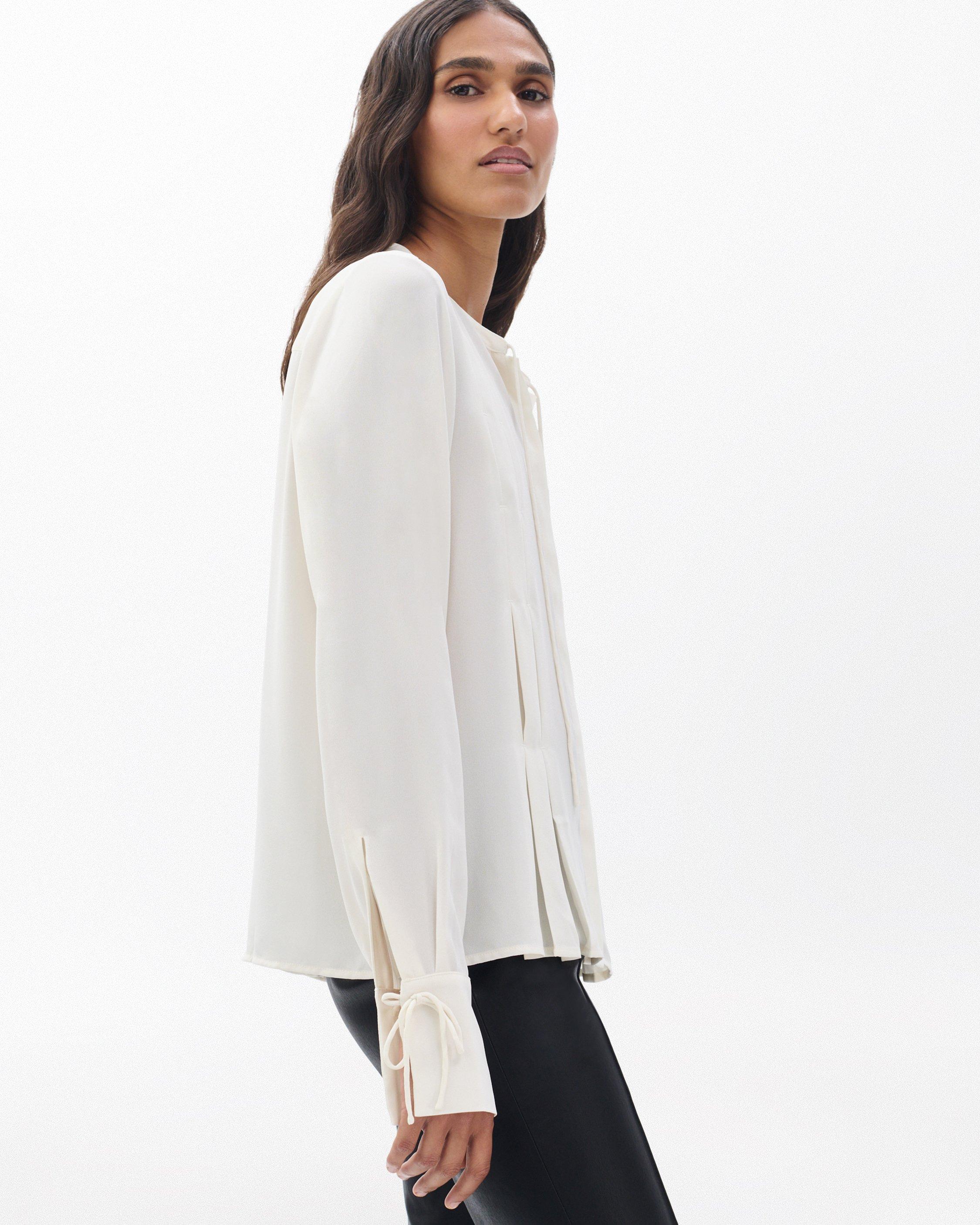 Rag & Bone Arden Pleated Blouse In White