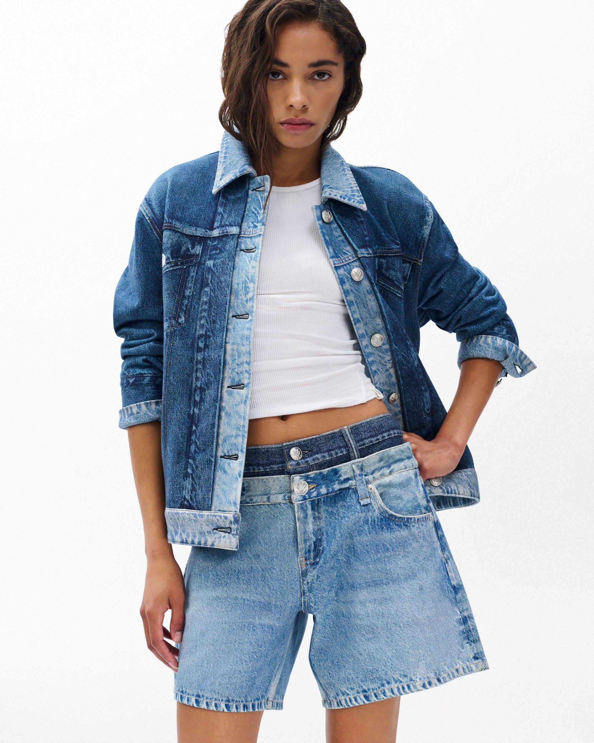 Rag & Bone Rb Miramar Kaia Layered Shorts In Blue