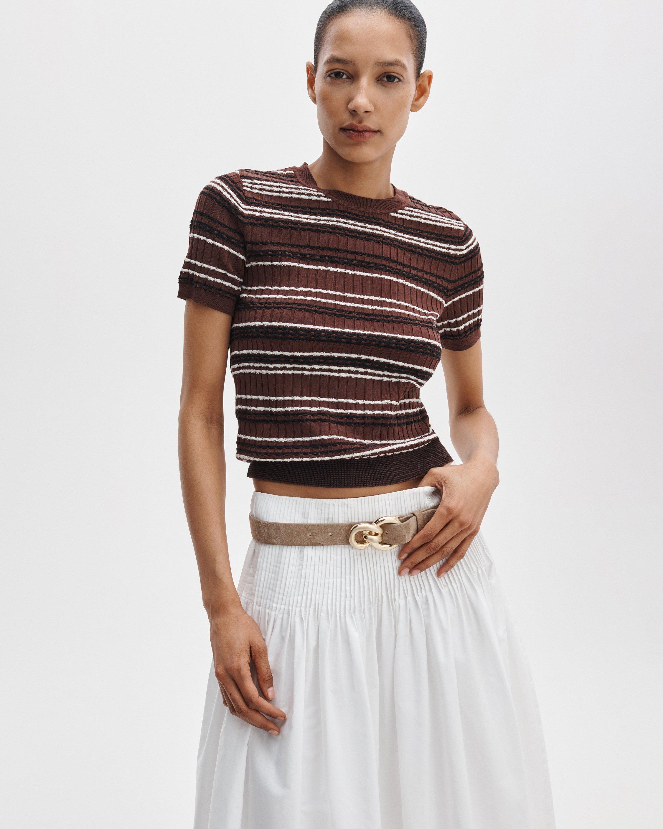 Karina Striped Short-sleeve Sweater