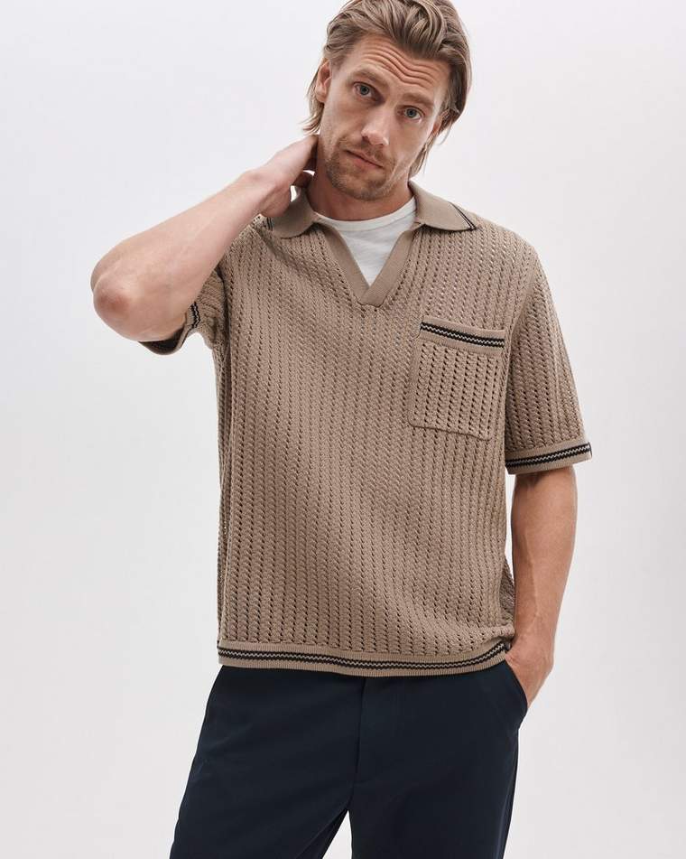 Johnny Collar Crochet Polo Shirt