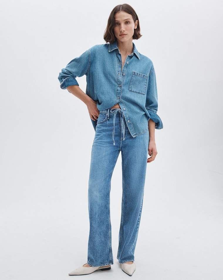 Phoebe Drawstring Wide-leg Jean