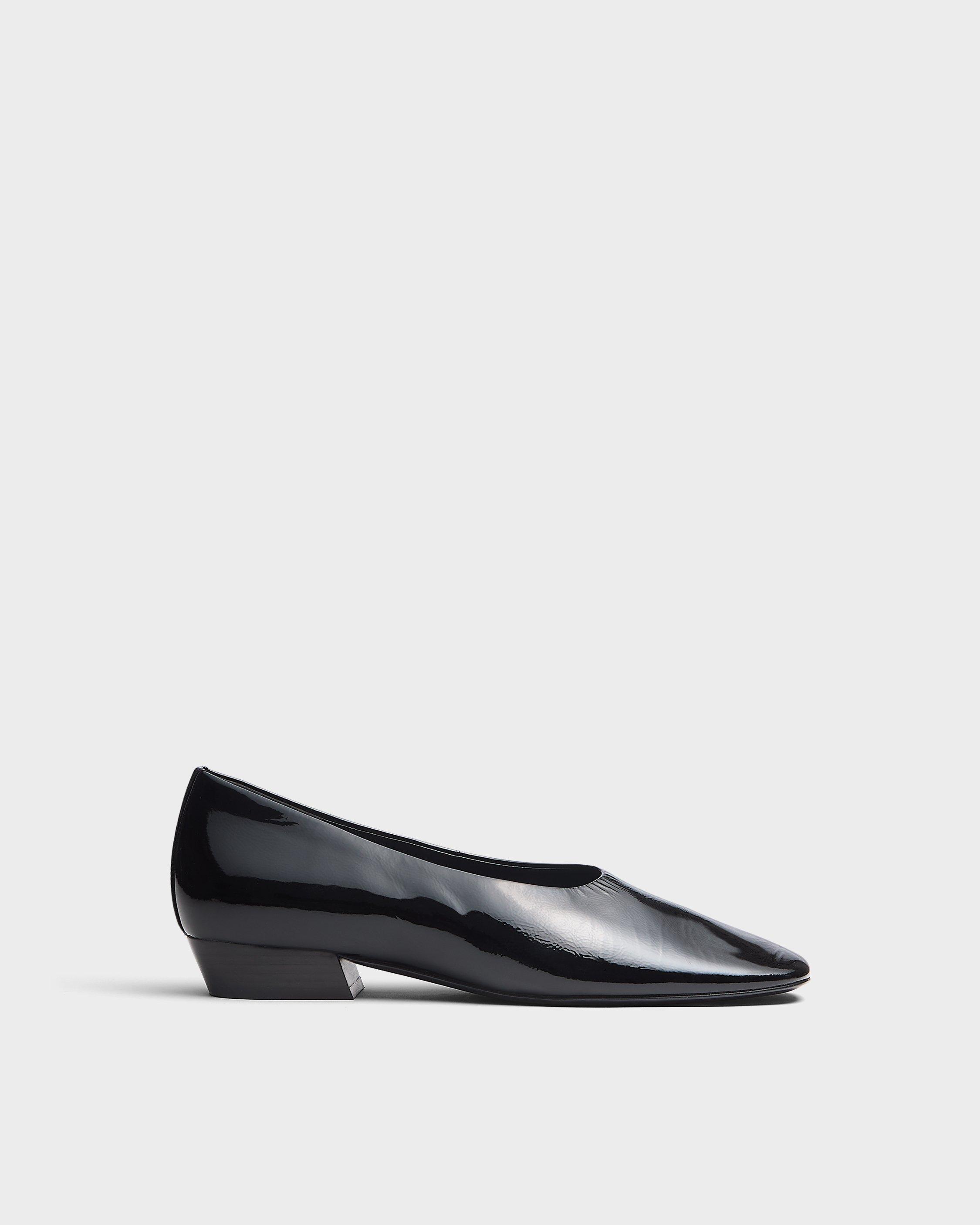 Rag & Bone Poppi Leather Ballet Heel In Black Patent