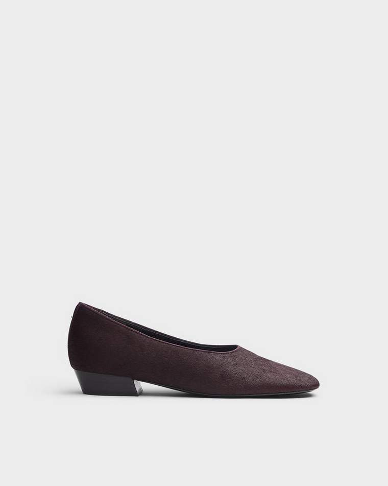 Rag & Bone Poppi Calf Hair Ballet Heel In Burgundy Hair Calf