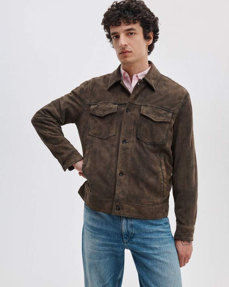 Rb Suede Trucker Jacket