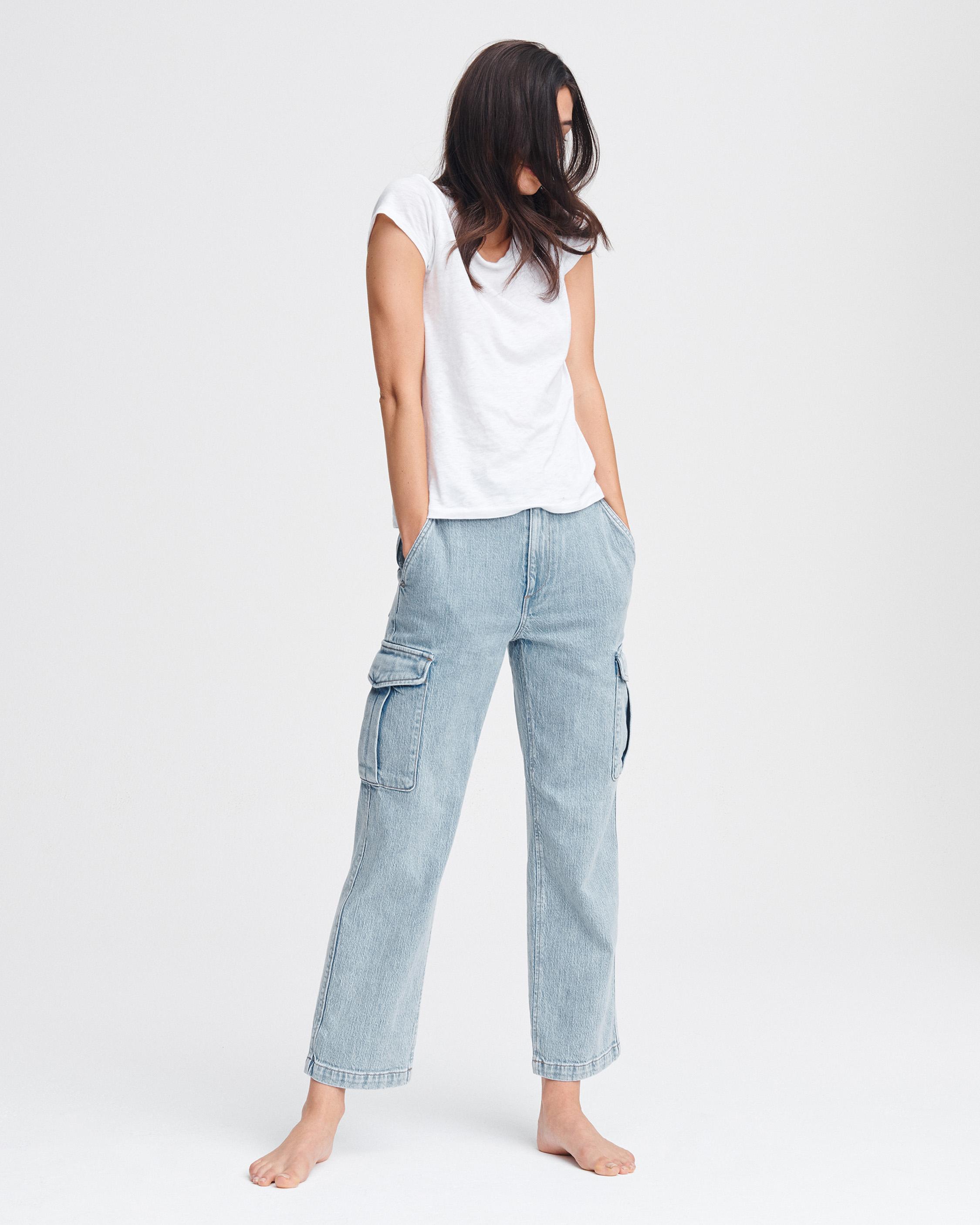 high rise cargo jeans