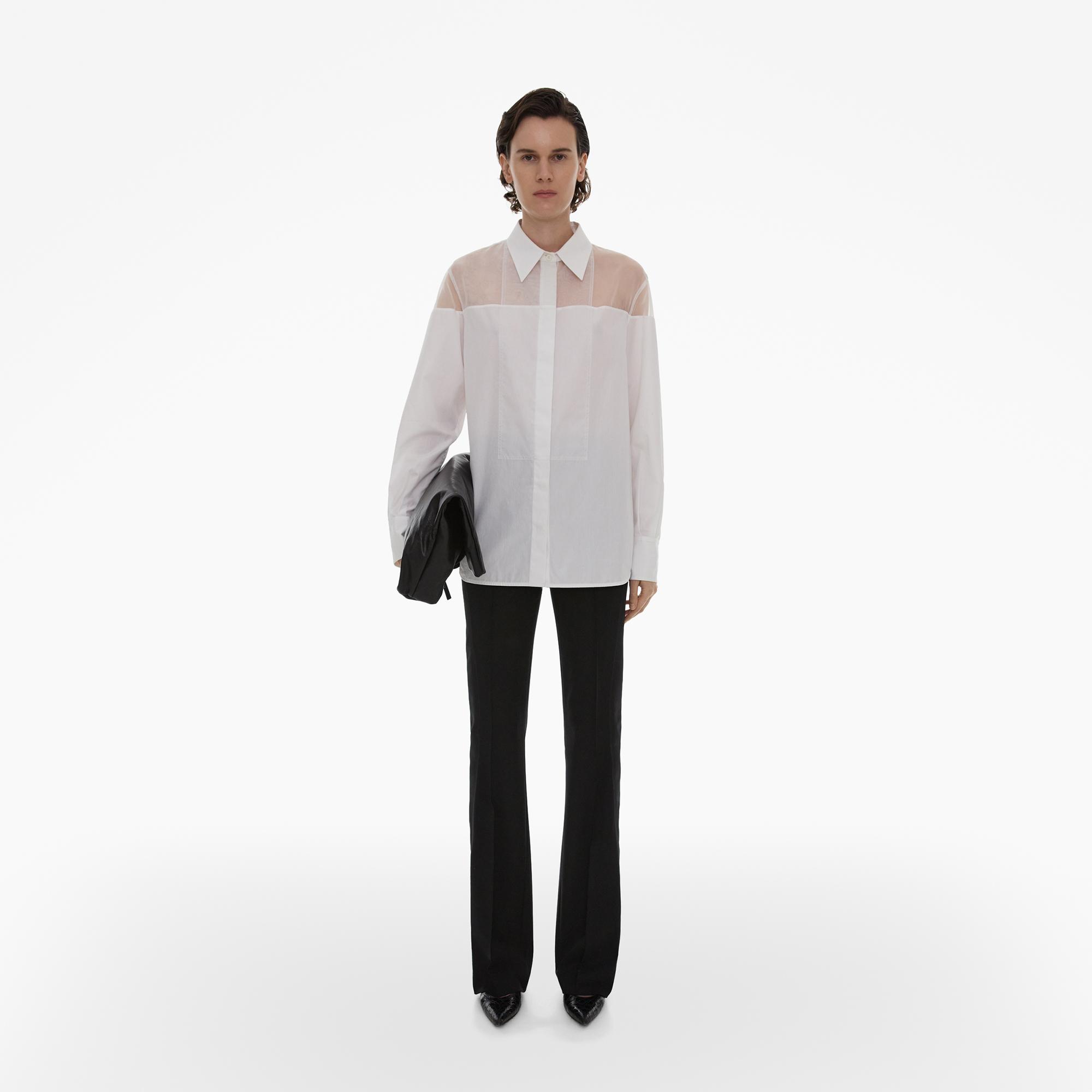Helmut Lang Poplin Tux Shirt In Optic White