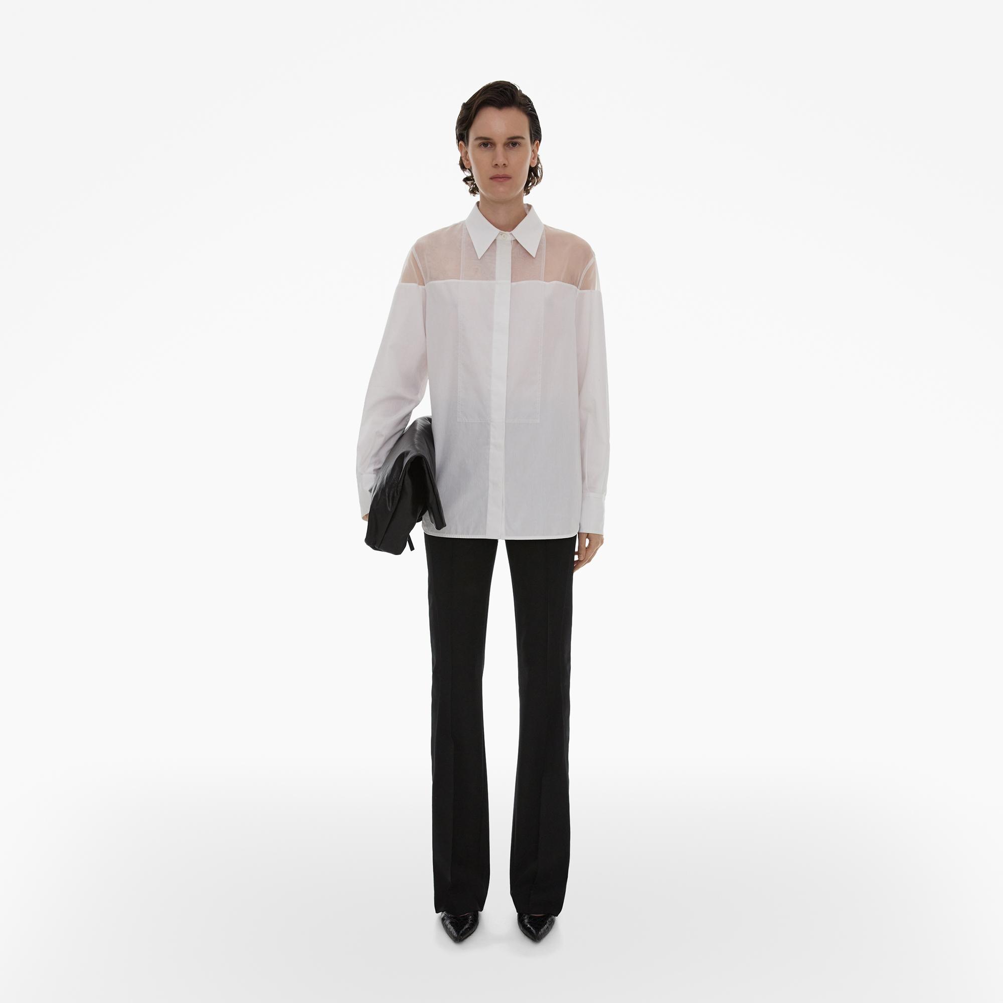 Shop Helmut Lang Poplin Tux Shirt In Optic White