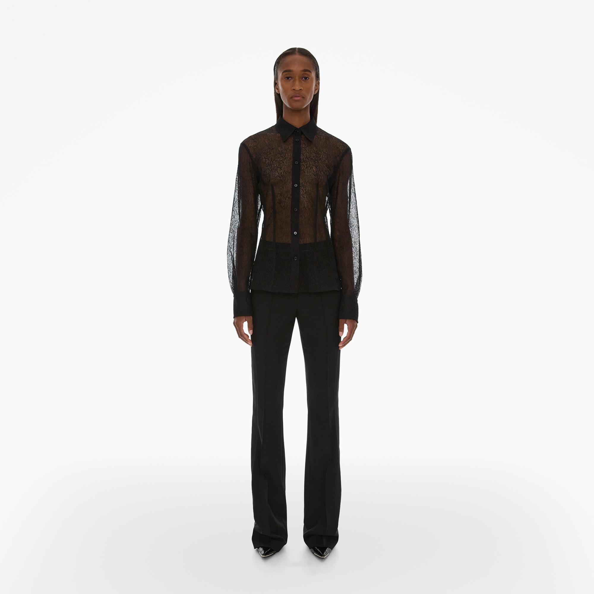 Helmut Lang Fitted Lace Shirt In Black