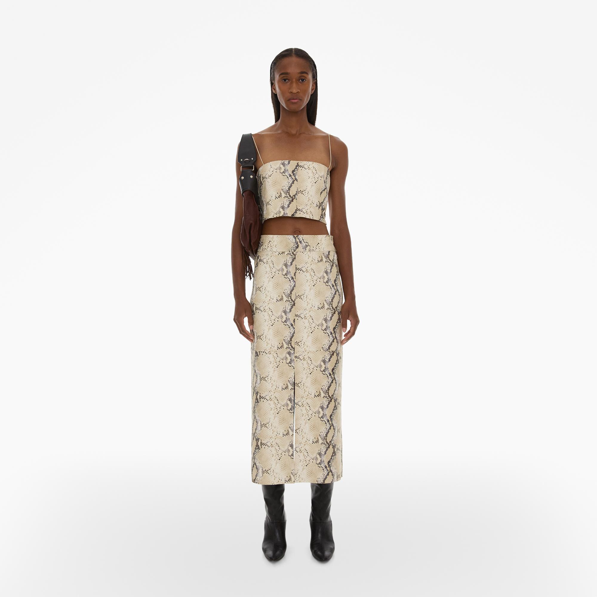 Helmut Lang Python-embossed Leather Tank Top In Beige