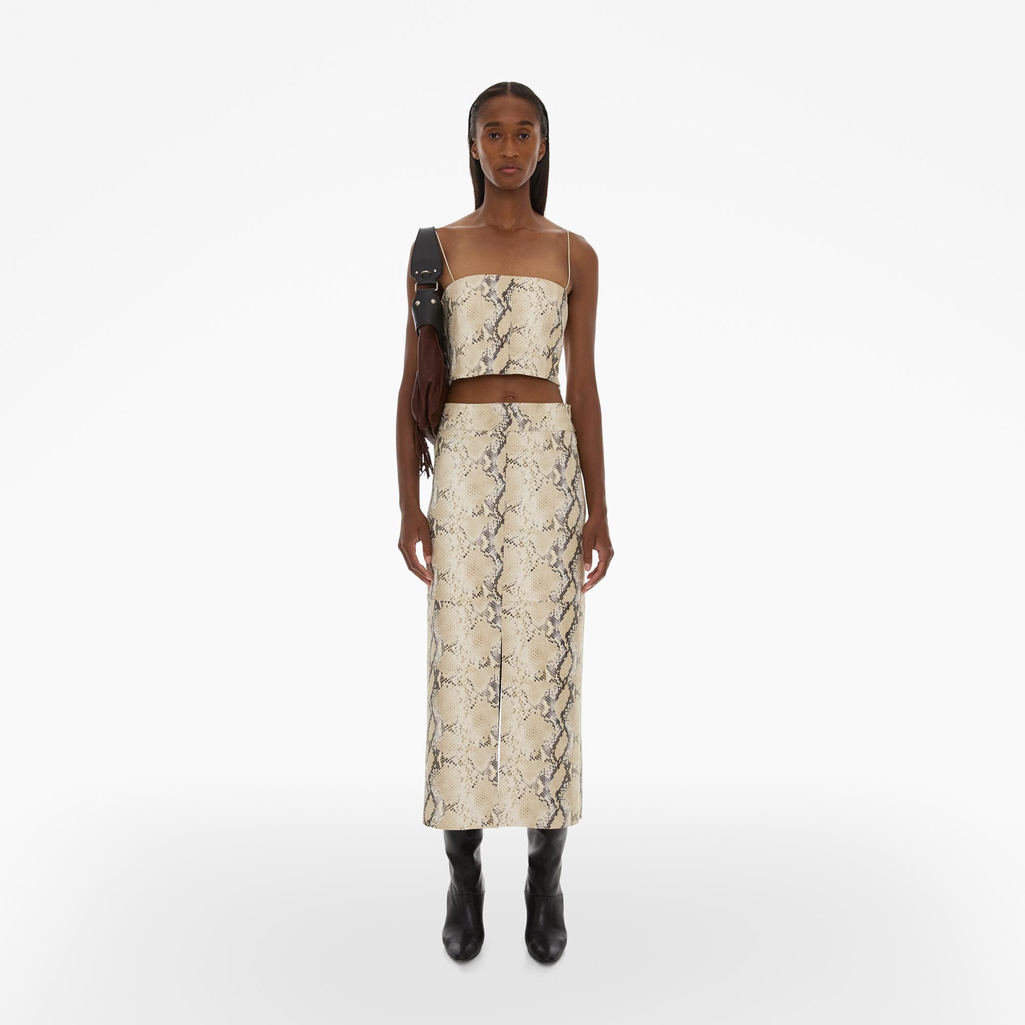 Helmut Lang Python-embossed Leather Tank Top In Neutral