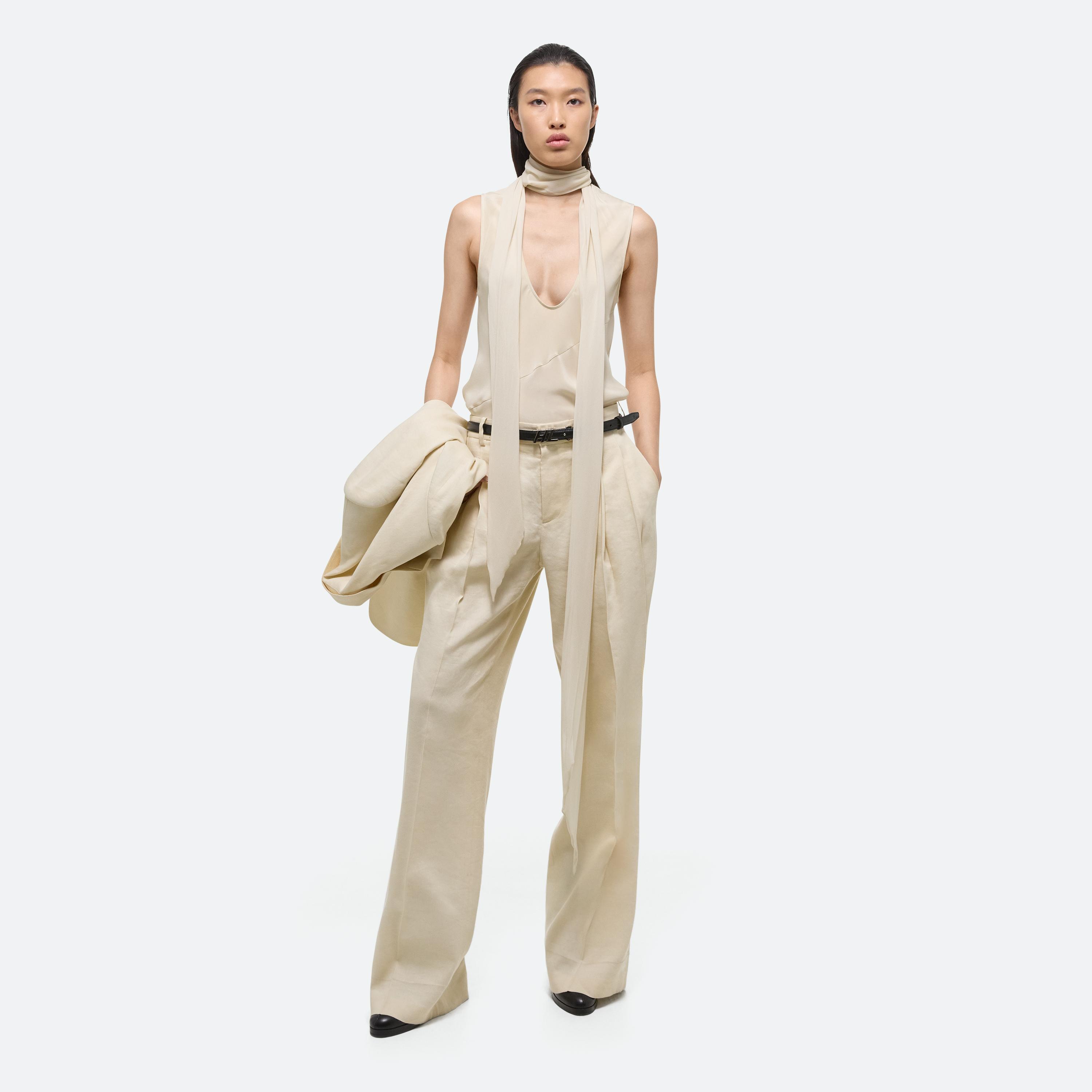 Shop Helmut Lang Double Pleated Pants In Summer Sand