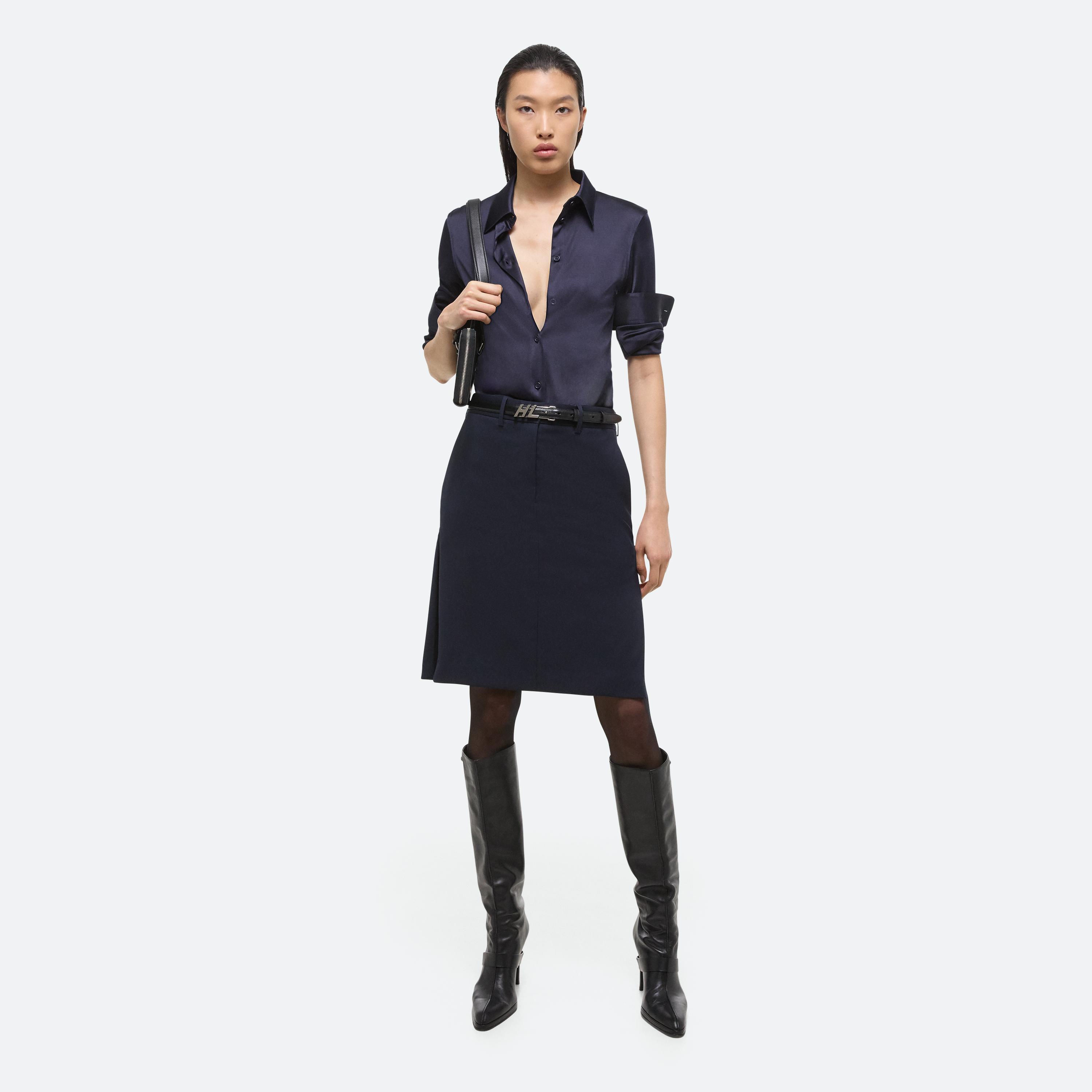 Shop Helmut Lang Car Zip Skirt In Navy