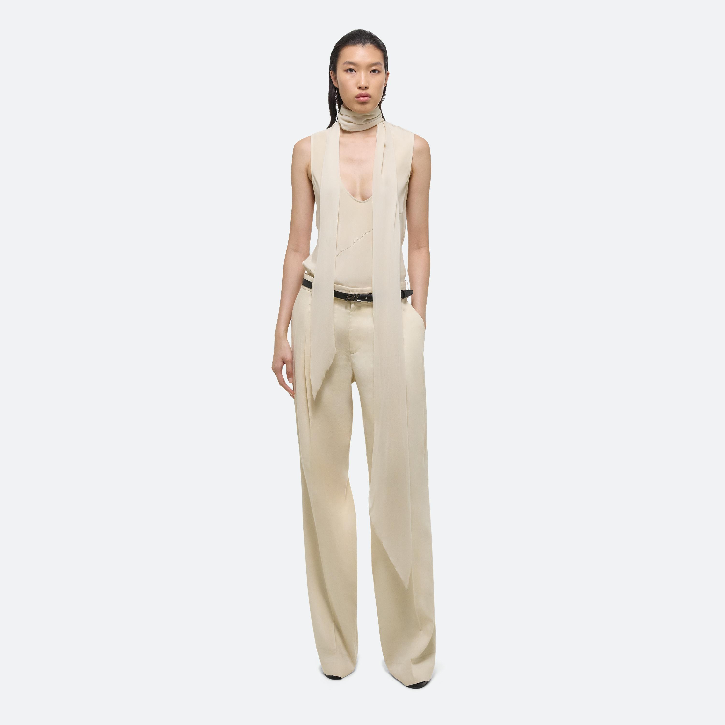 Shop Helmut Lang Sleeveless Scarf Top In Oat