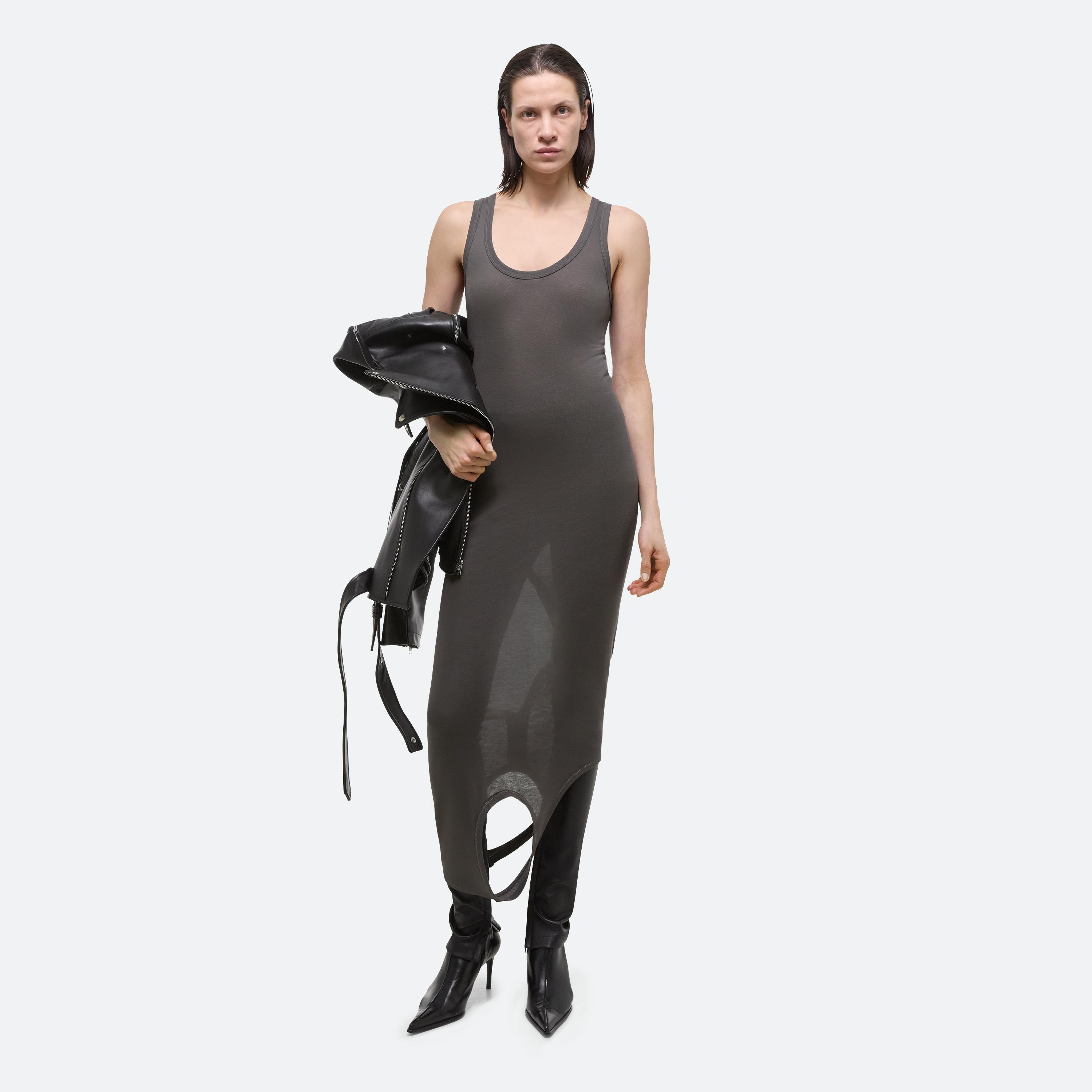 Shop Helmut Lang Convertible Tank Dress In Graphite