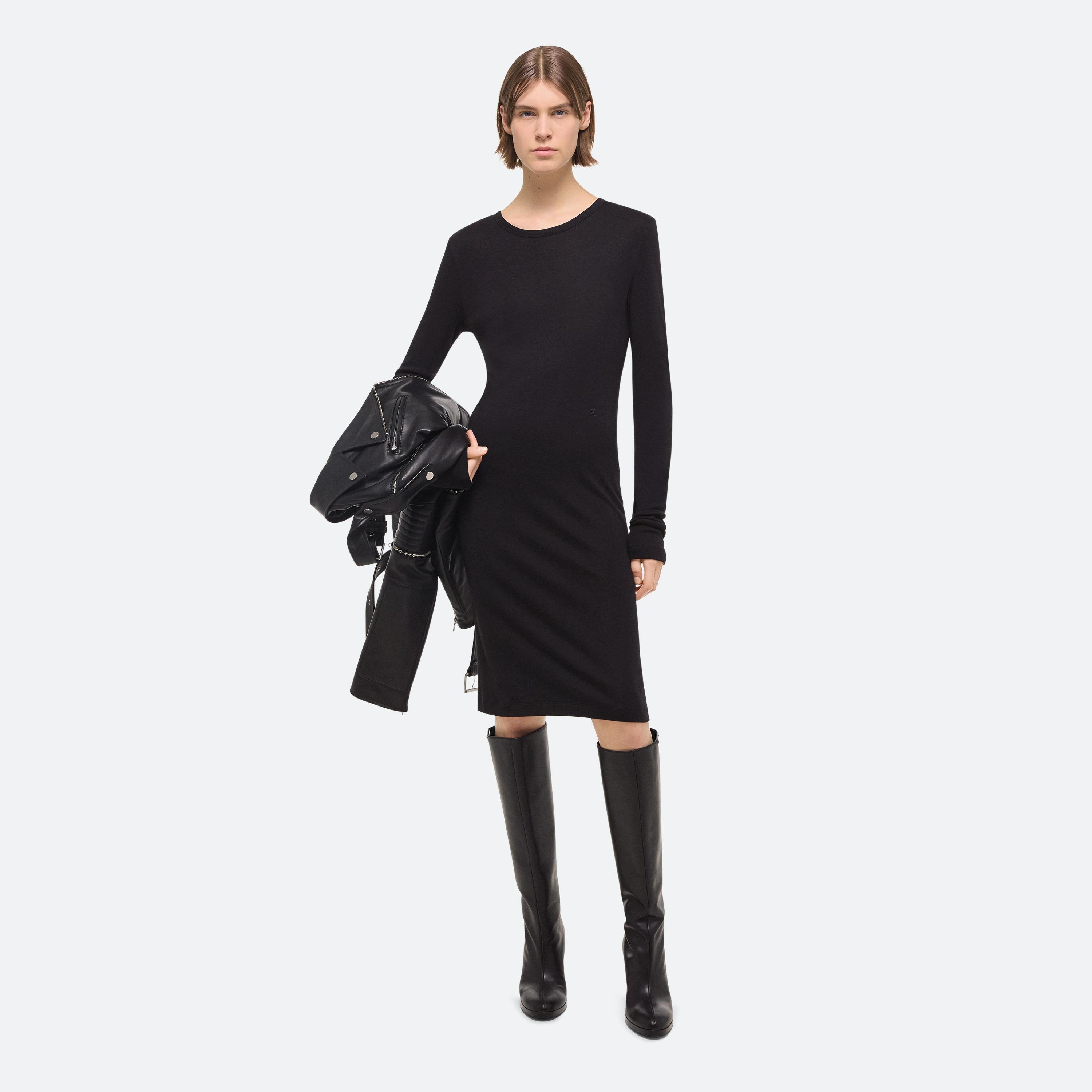 Shop Helmut Lang Long-sleeved Dress In Black