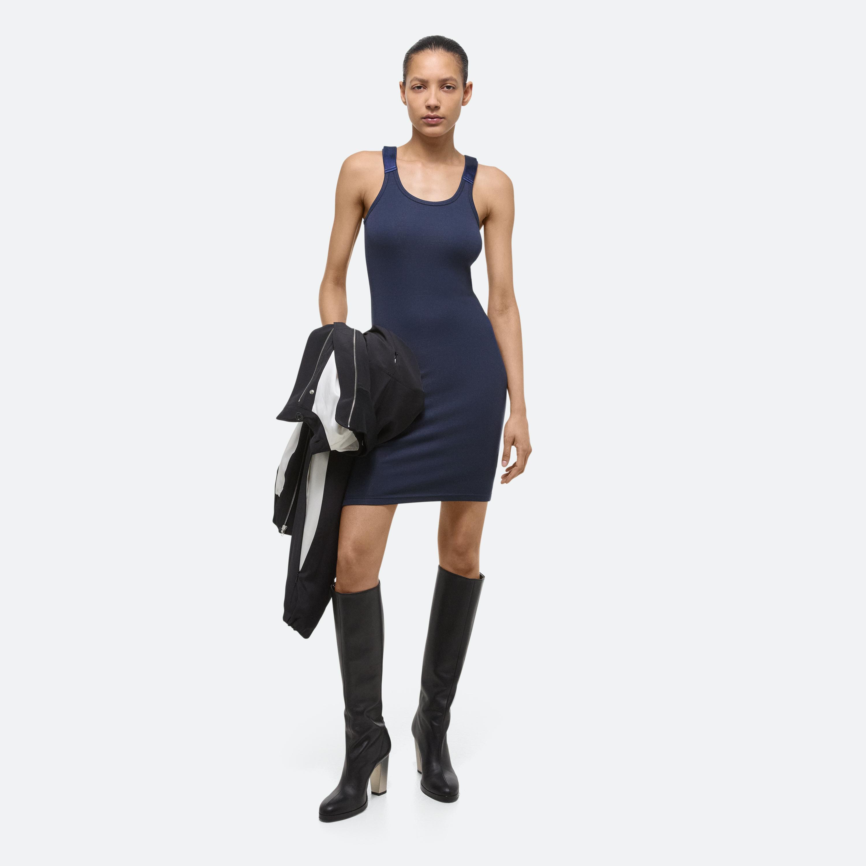 Shop Helmut Lang Seatbelt Tank Dress In Navy