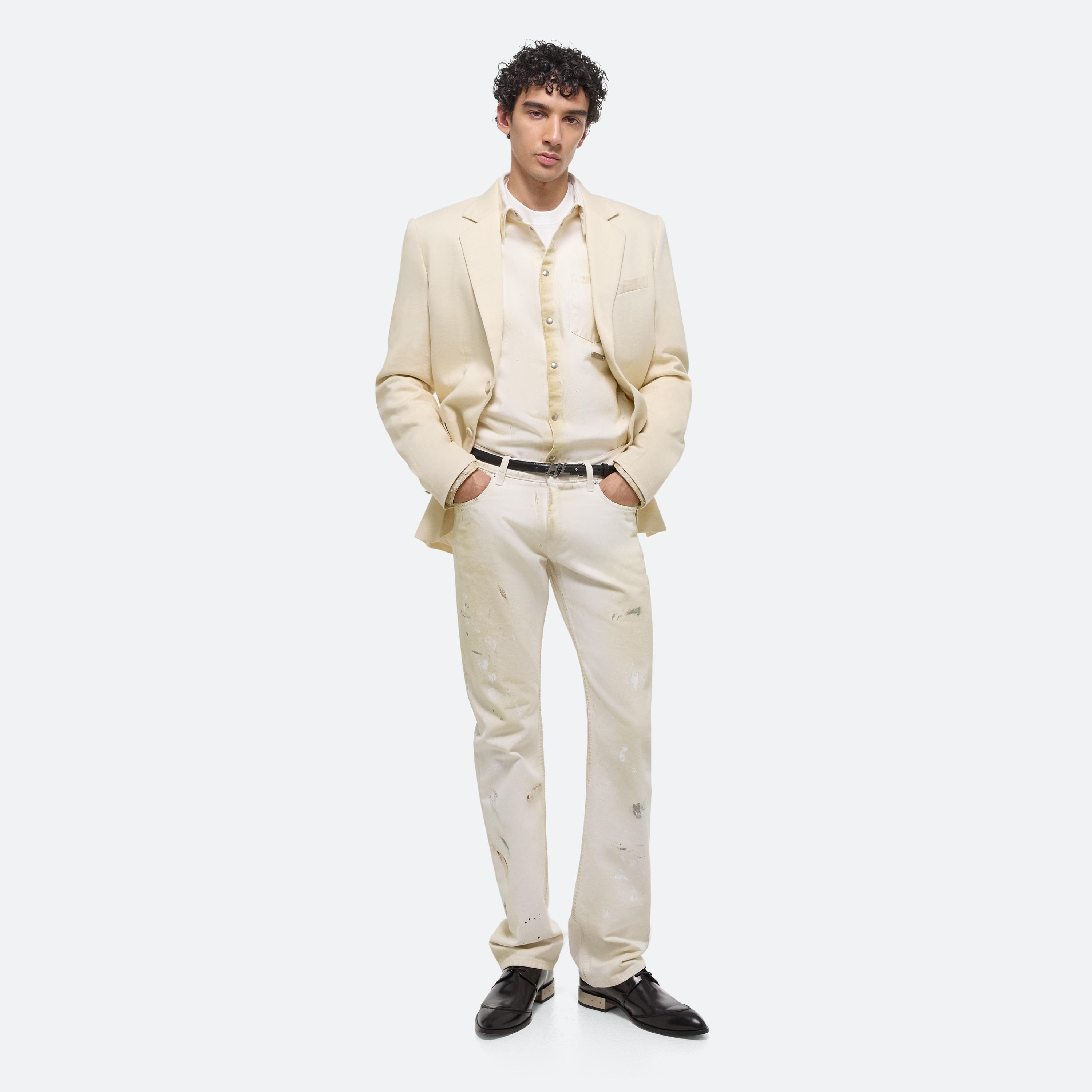 Helmut Lang Low-rise Painted Jeans In Ecru Painter