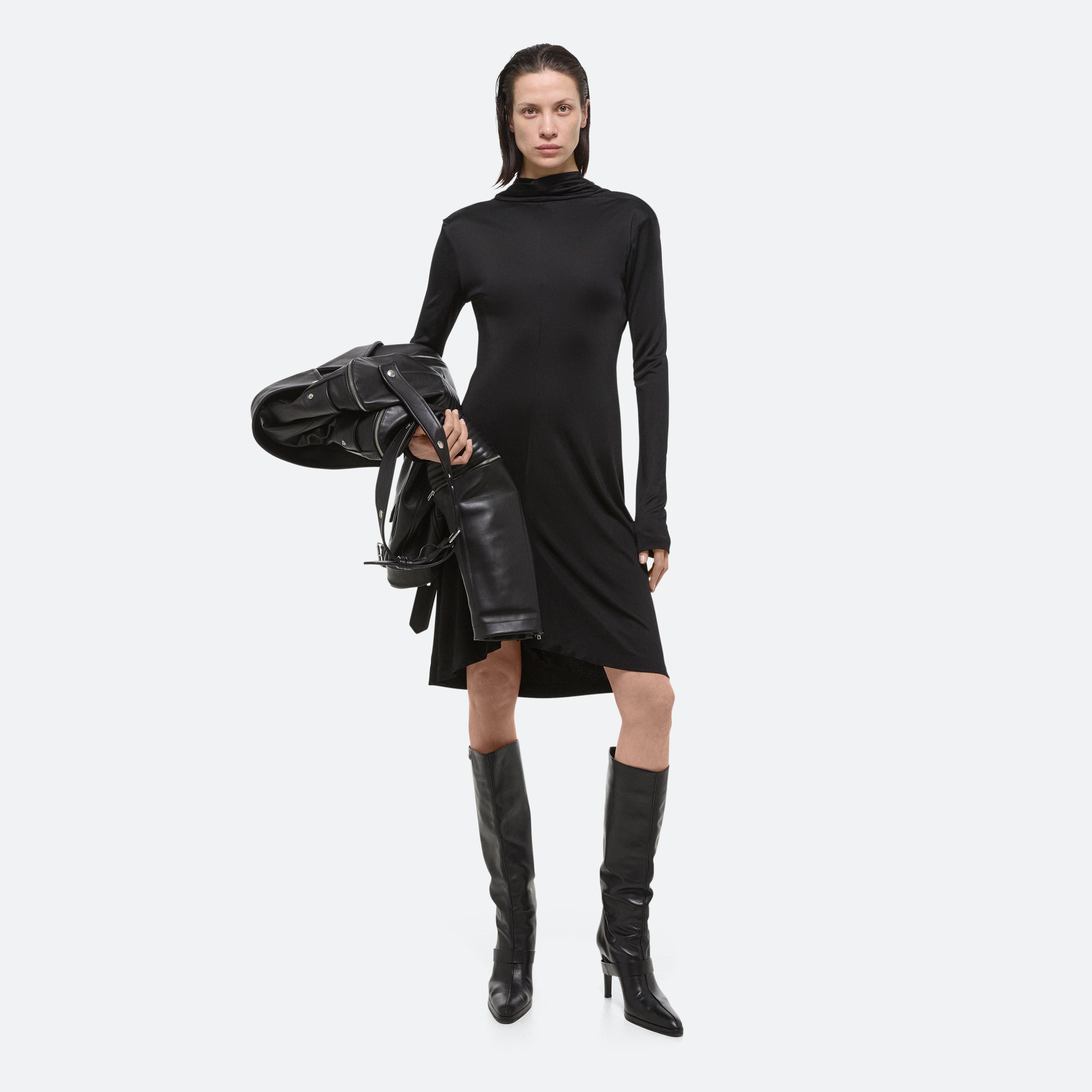 Shop Helmut Lang Cowl Dress In Black